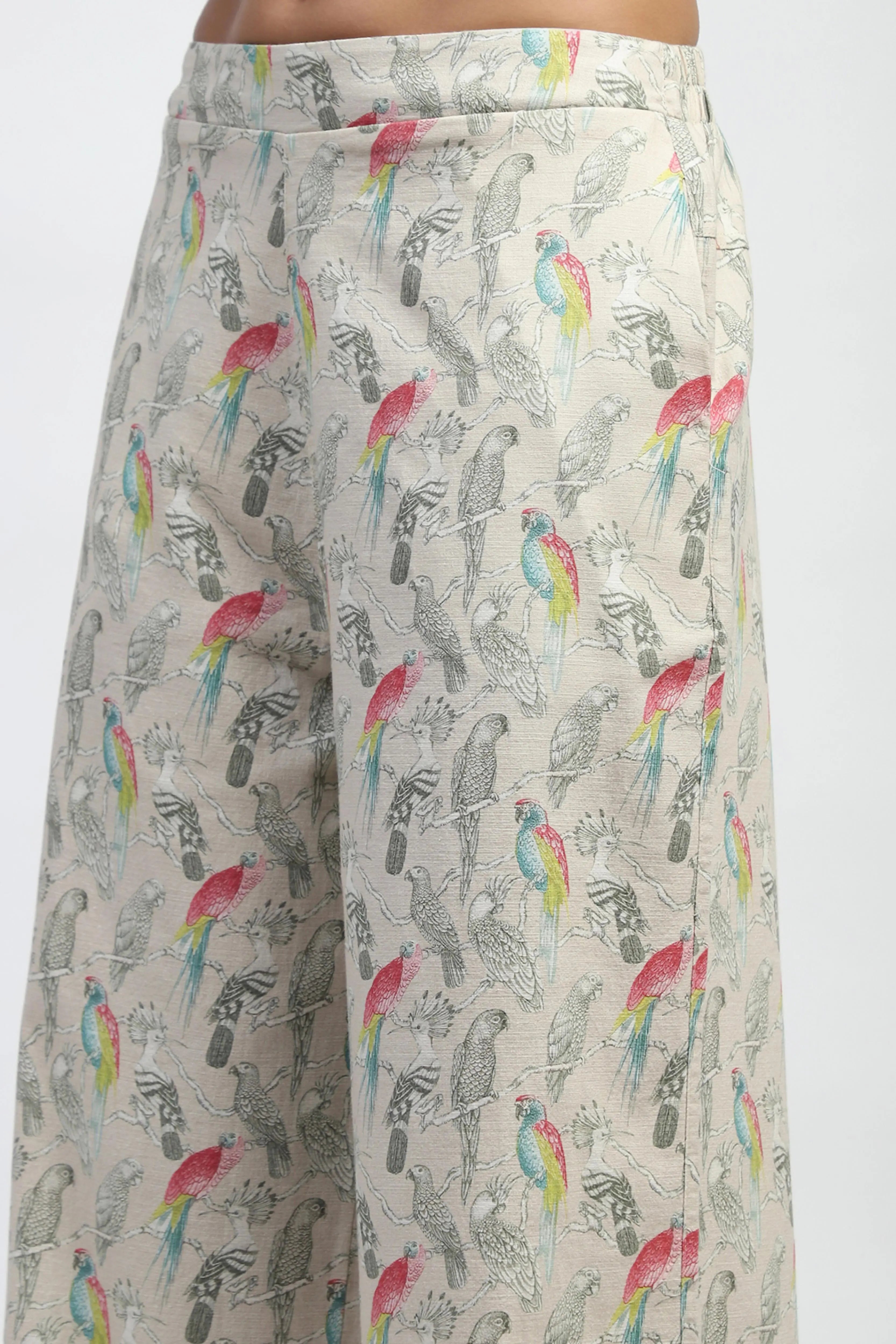Beige Quirky Print Cotton Lower - Global Republic