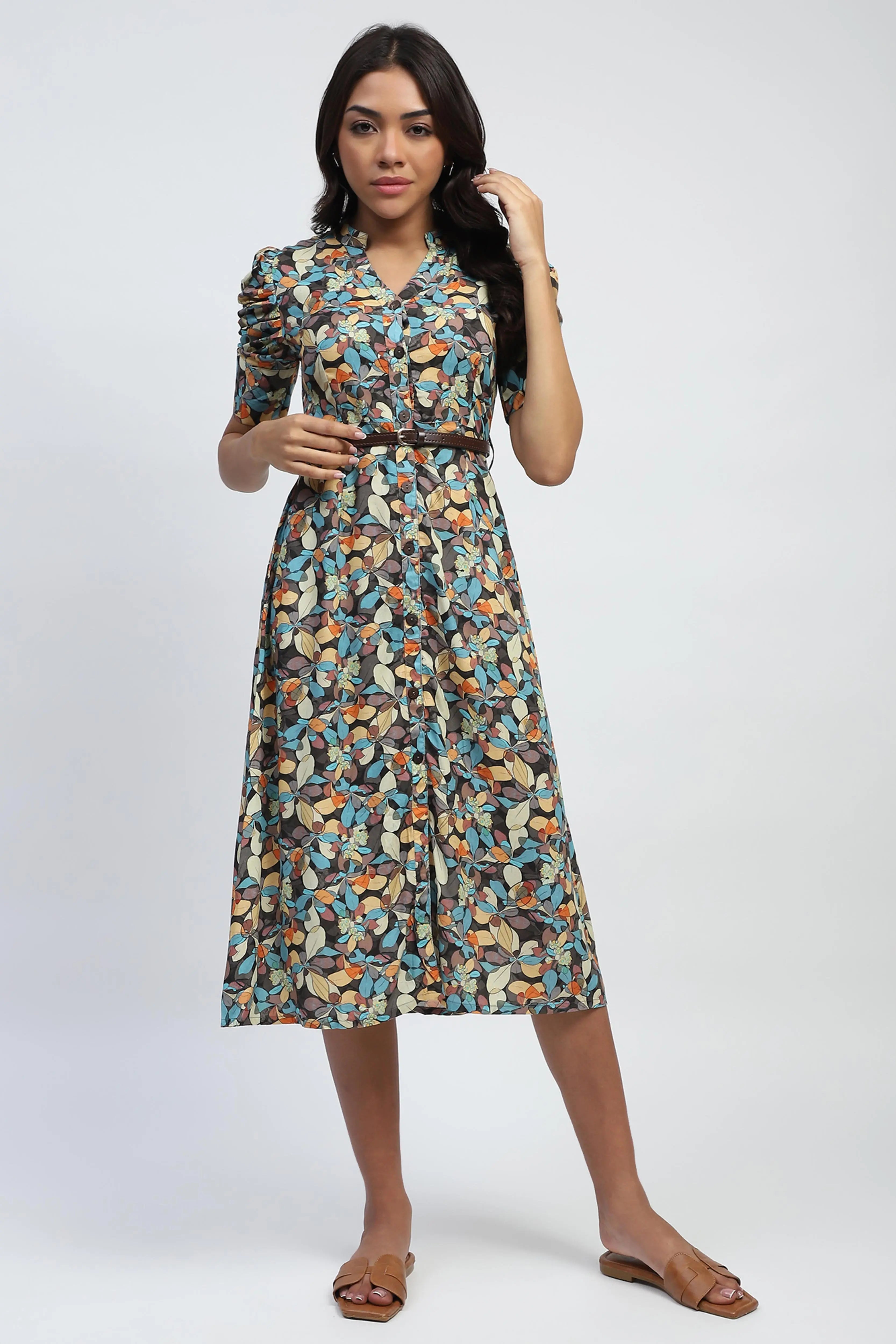 Multi Digital Print Modal Rayon Dress - Global Republic