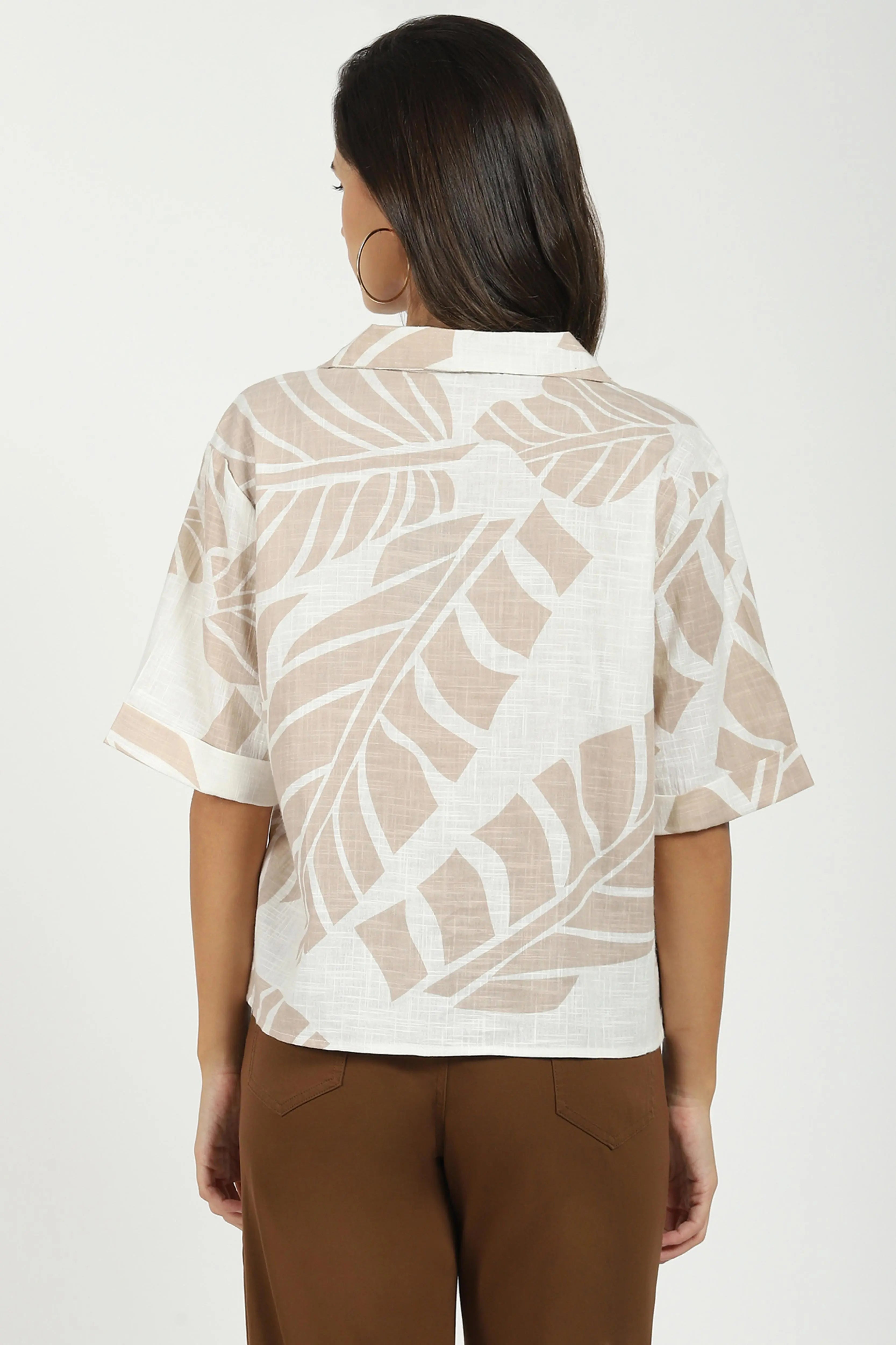 Beige Tropical Cotton Top - Global Republic