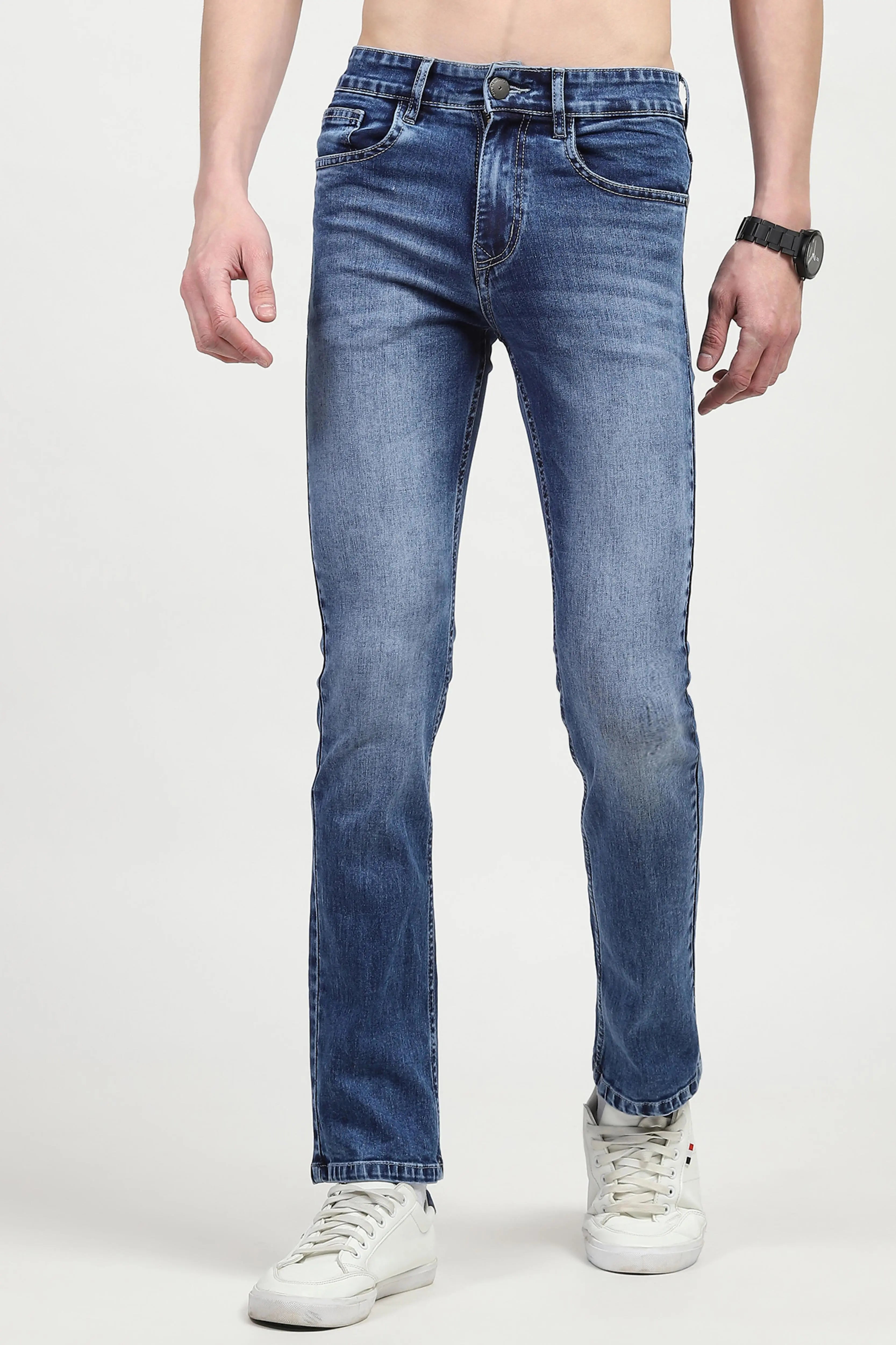Blue Mid Rise Regular Fit Jeans - Global Republic