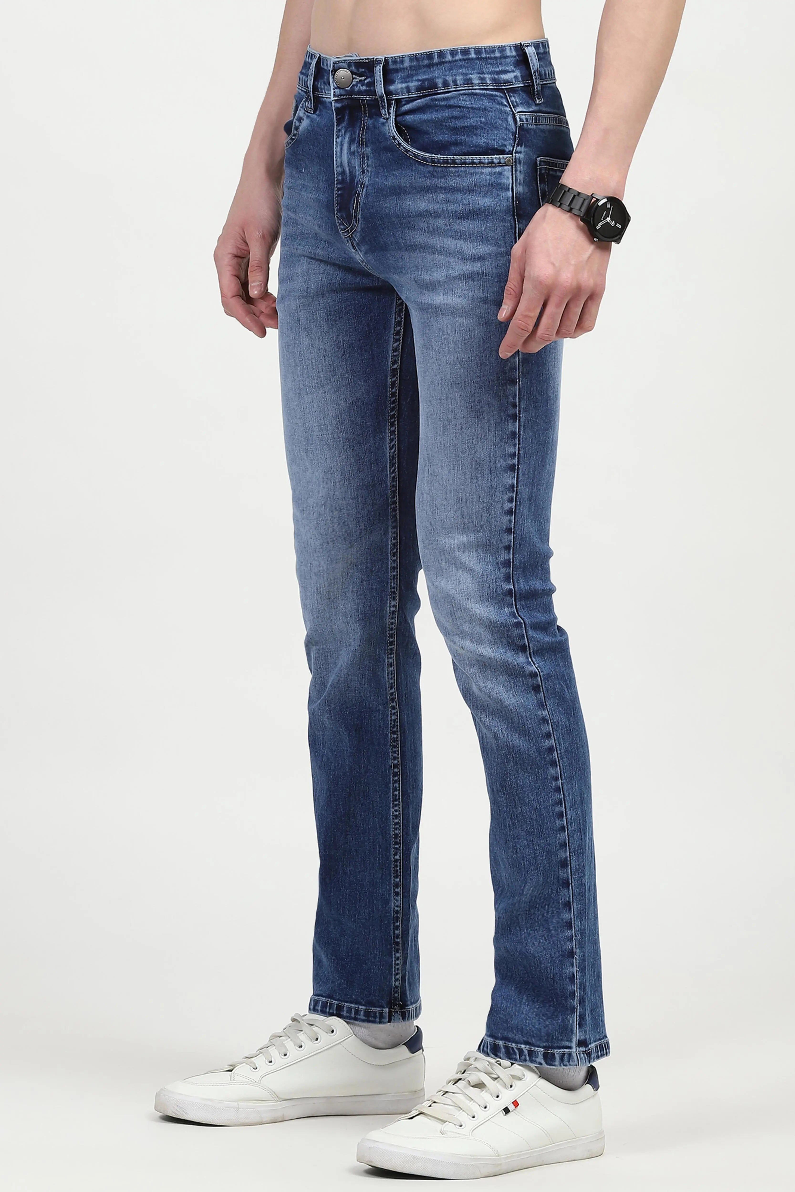 Blue Mid Rise Regular Fit Jeans - Global Republic