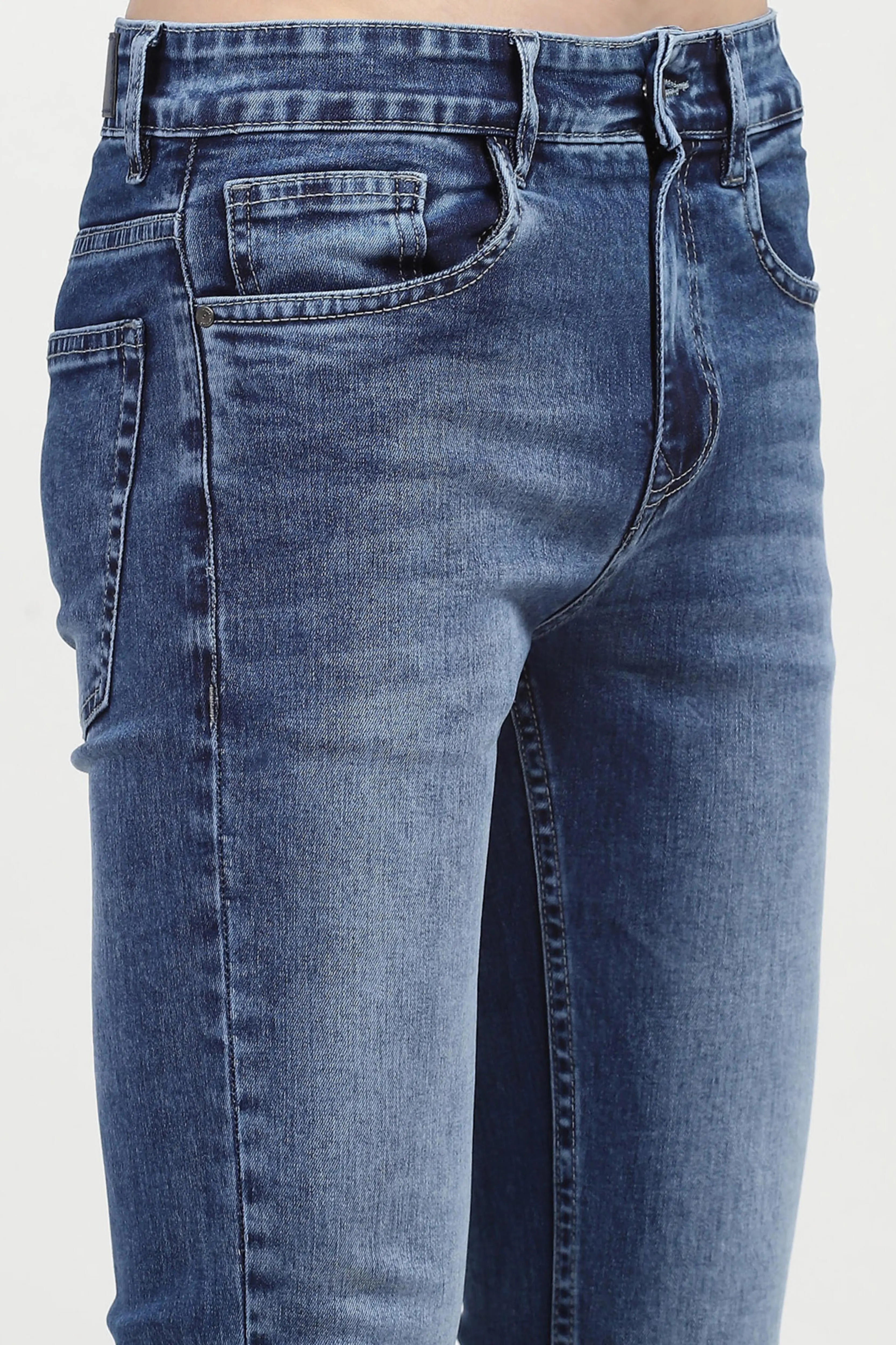 Blue Mid Rise Regular Fit Jeans - Global Republic