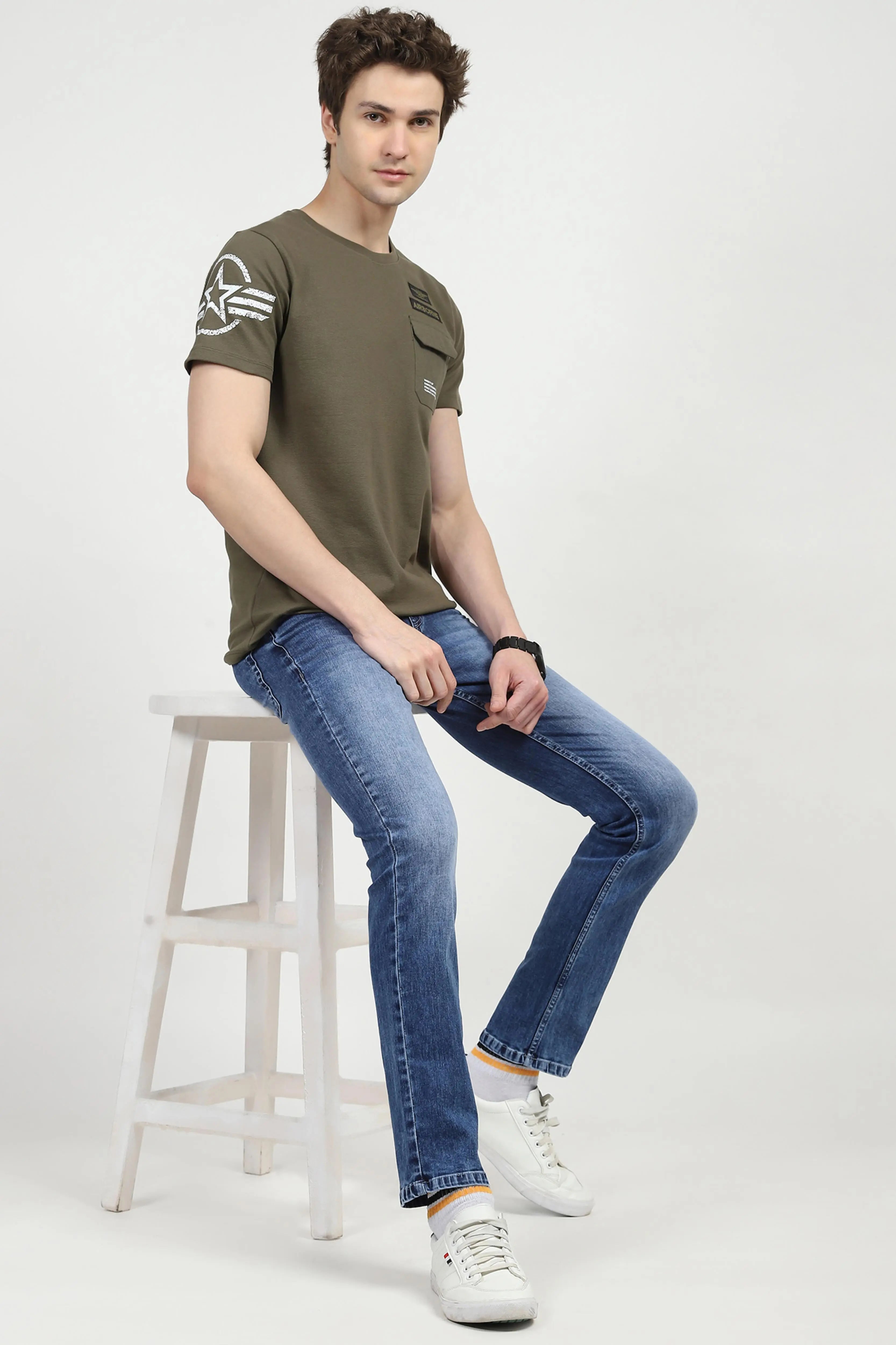 Blue Mid Rise Regular Fit Jeans - Global Republic