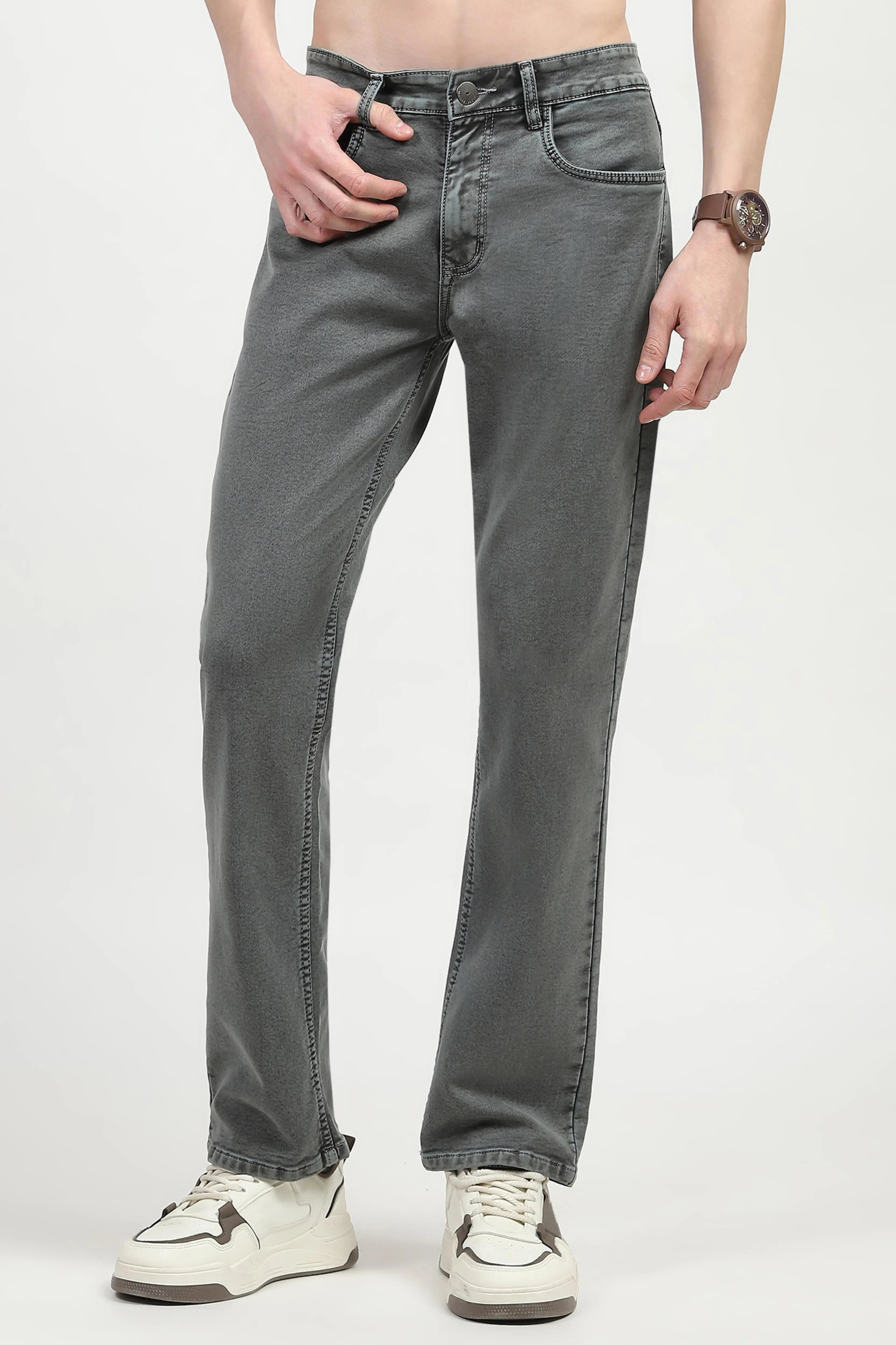 Olive Cotton Regular Fit Jeans - Global Republic