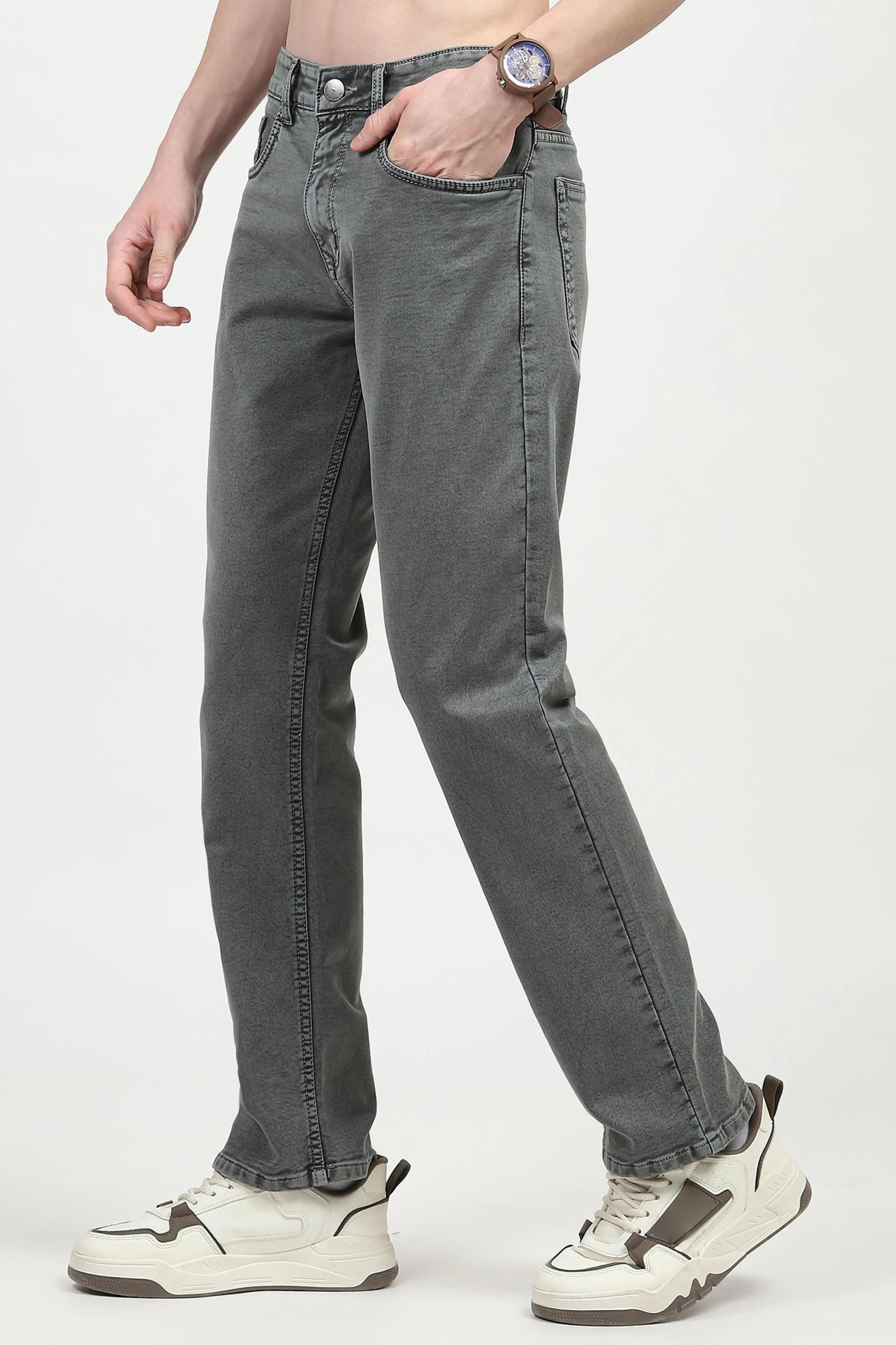 Olive Cotton Regular Fit Jeans - Global Republic