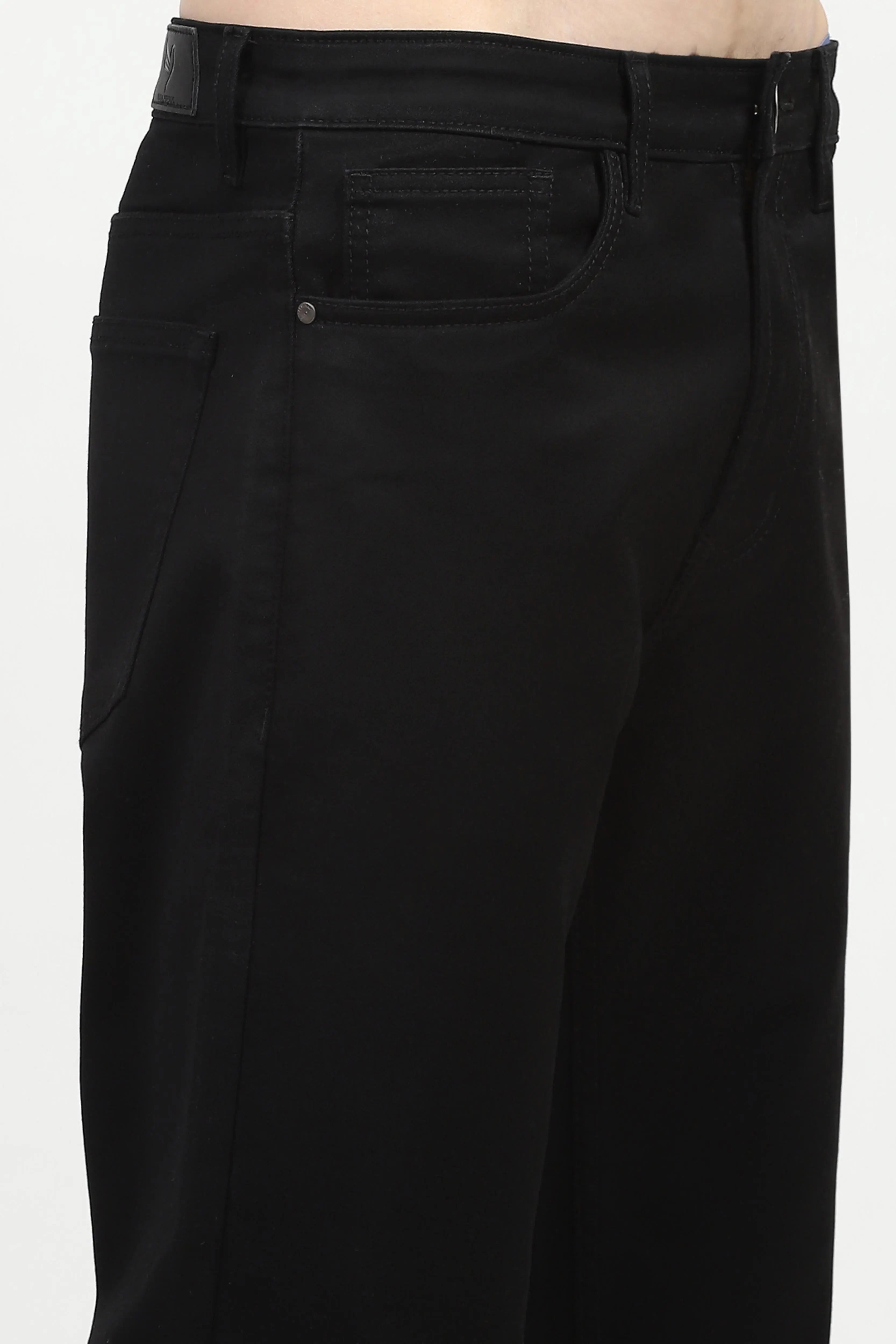 Jet Black Cotton Regular Fit Jeans - Global Republic