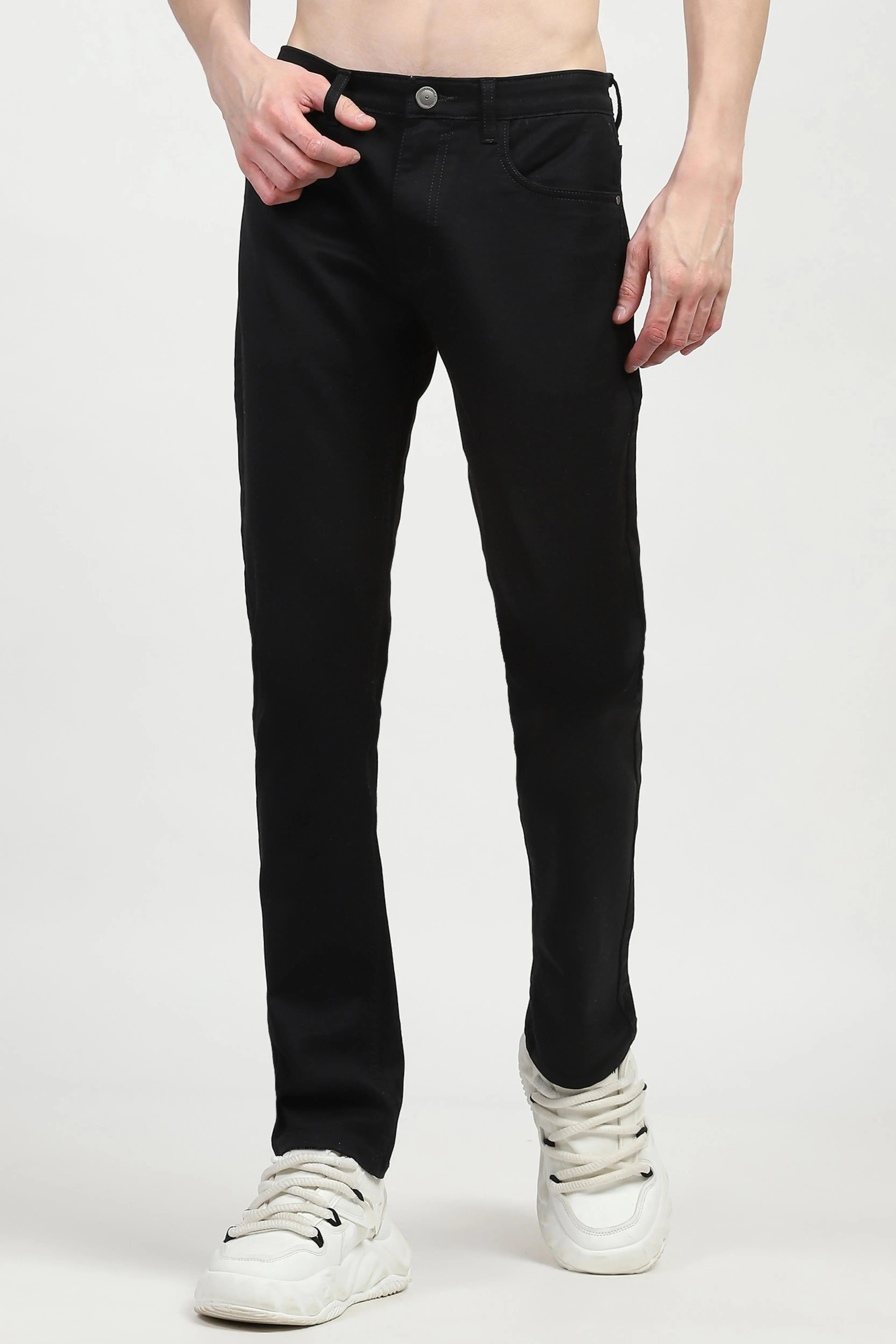 Black Cotton Regular Fit Jeans - Global Republic