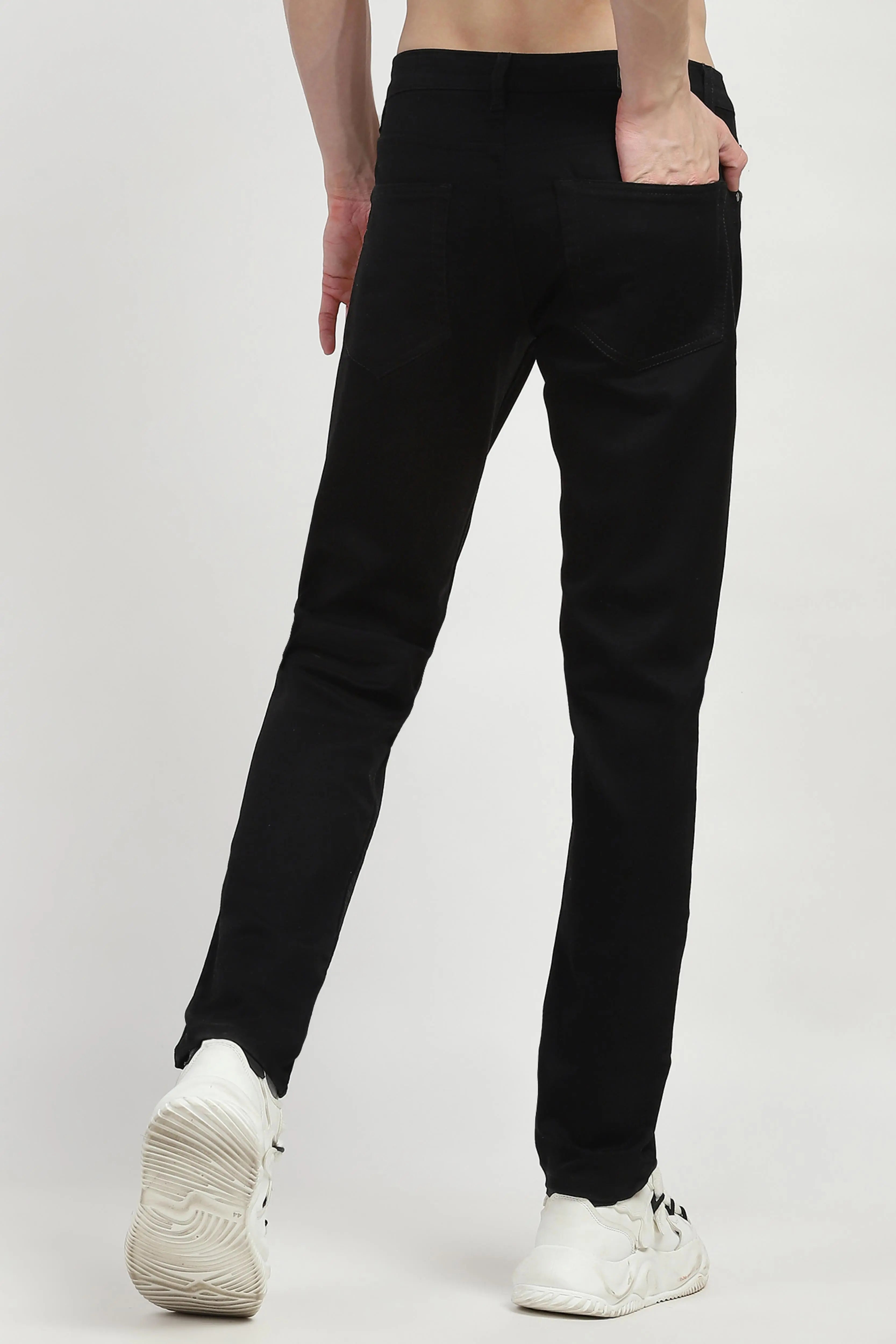 Black Cotton Regular Fit Jeans - Global Republic