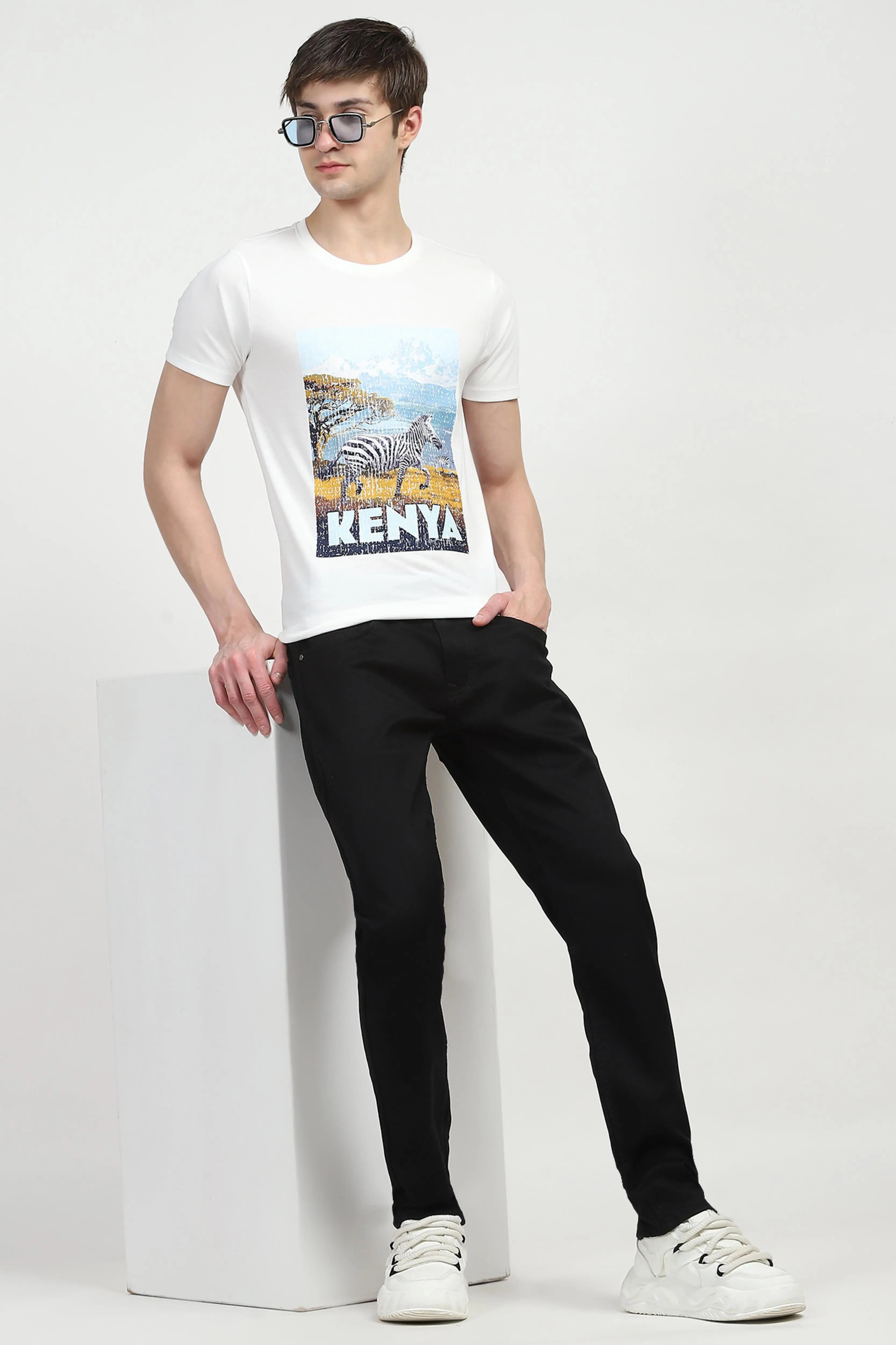 Black Cotton Regular Fit Jeans - Global Republic