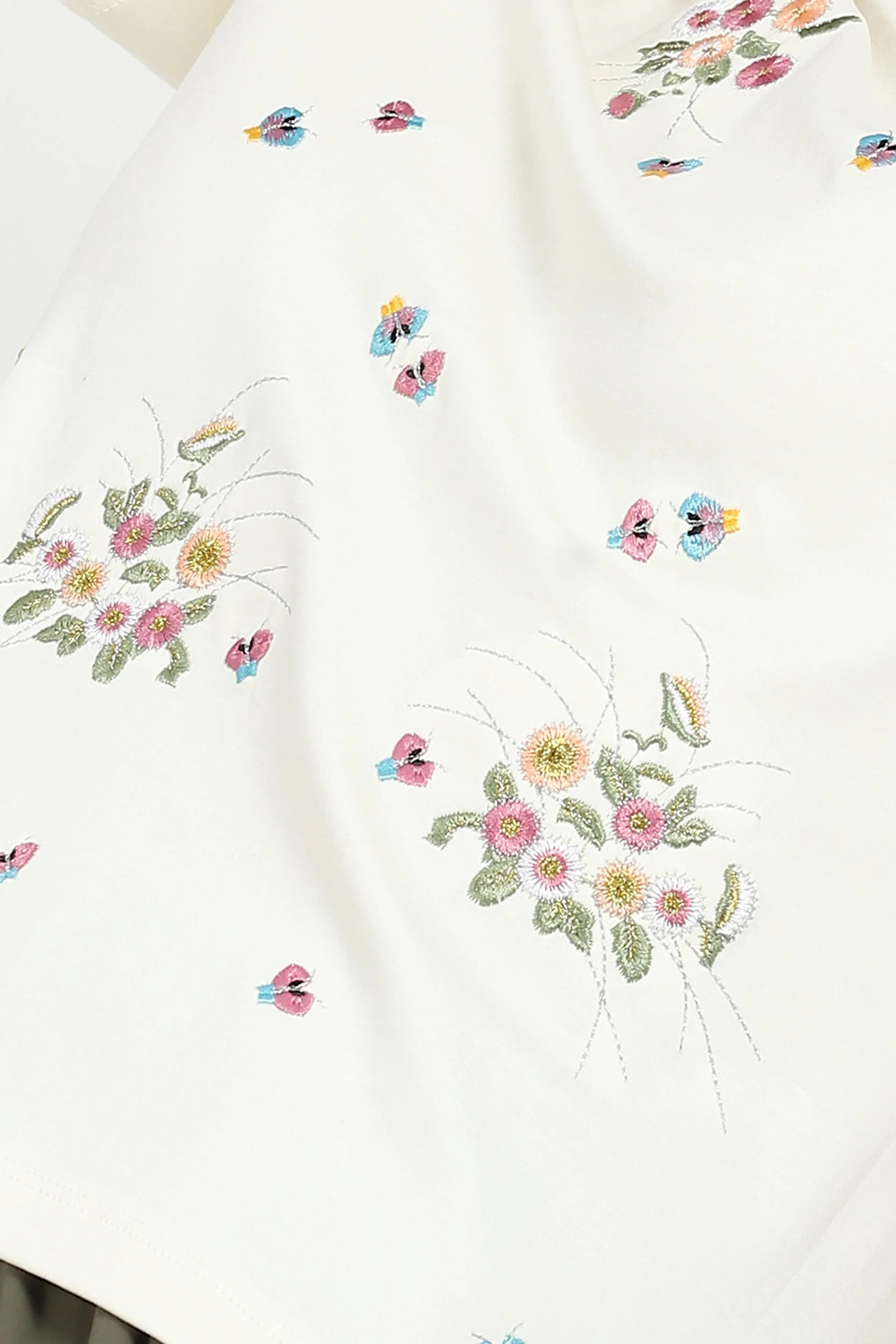 Cream Floral Embroidered Top - Global Republic
