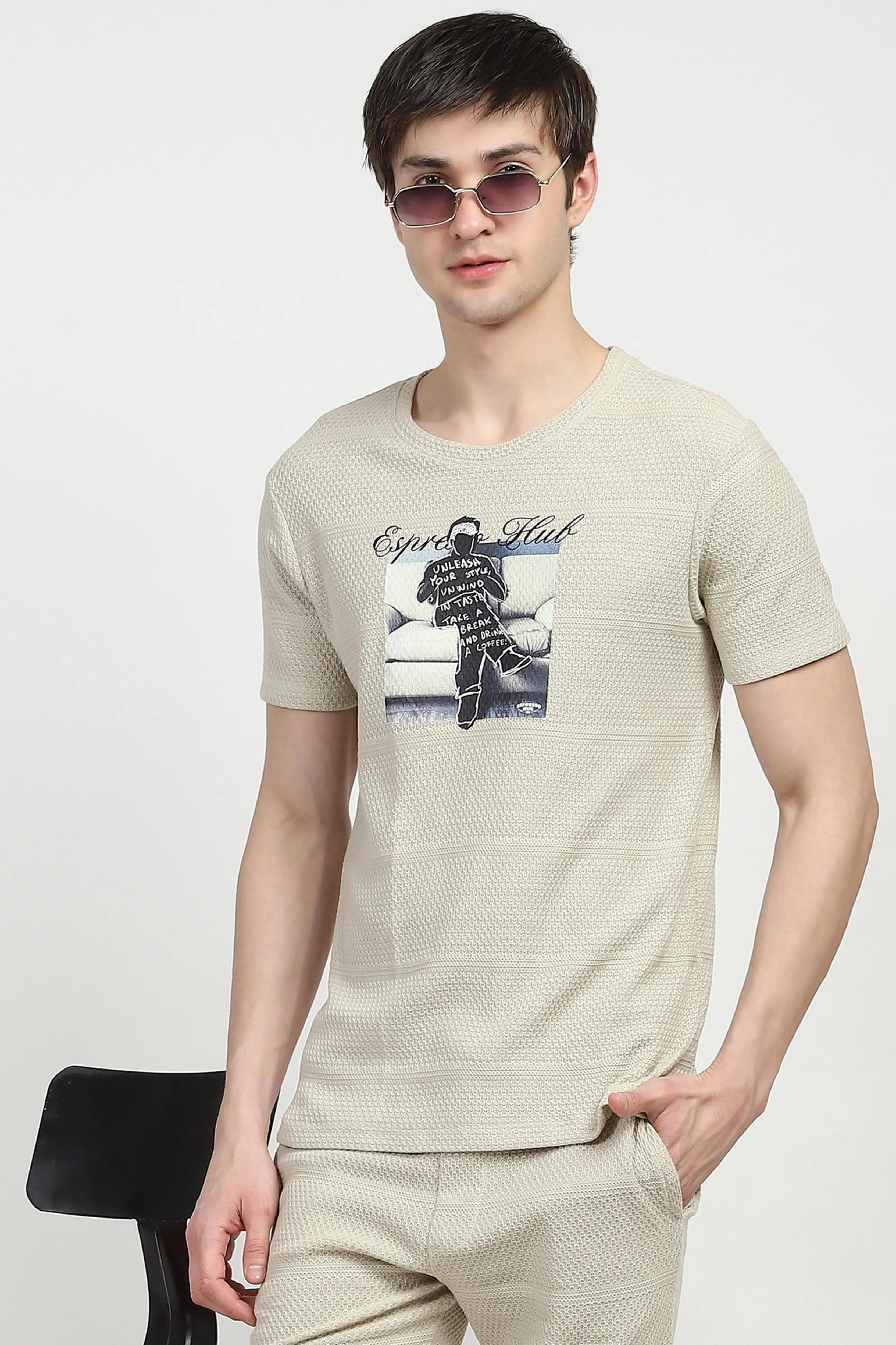 Beige Graphic Print Co-ord Set - Global Republic