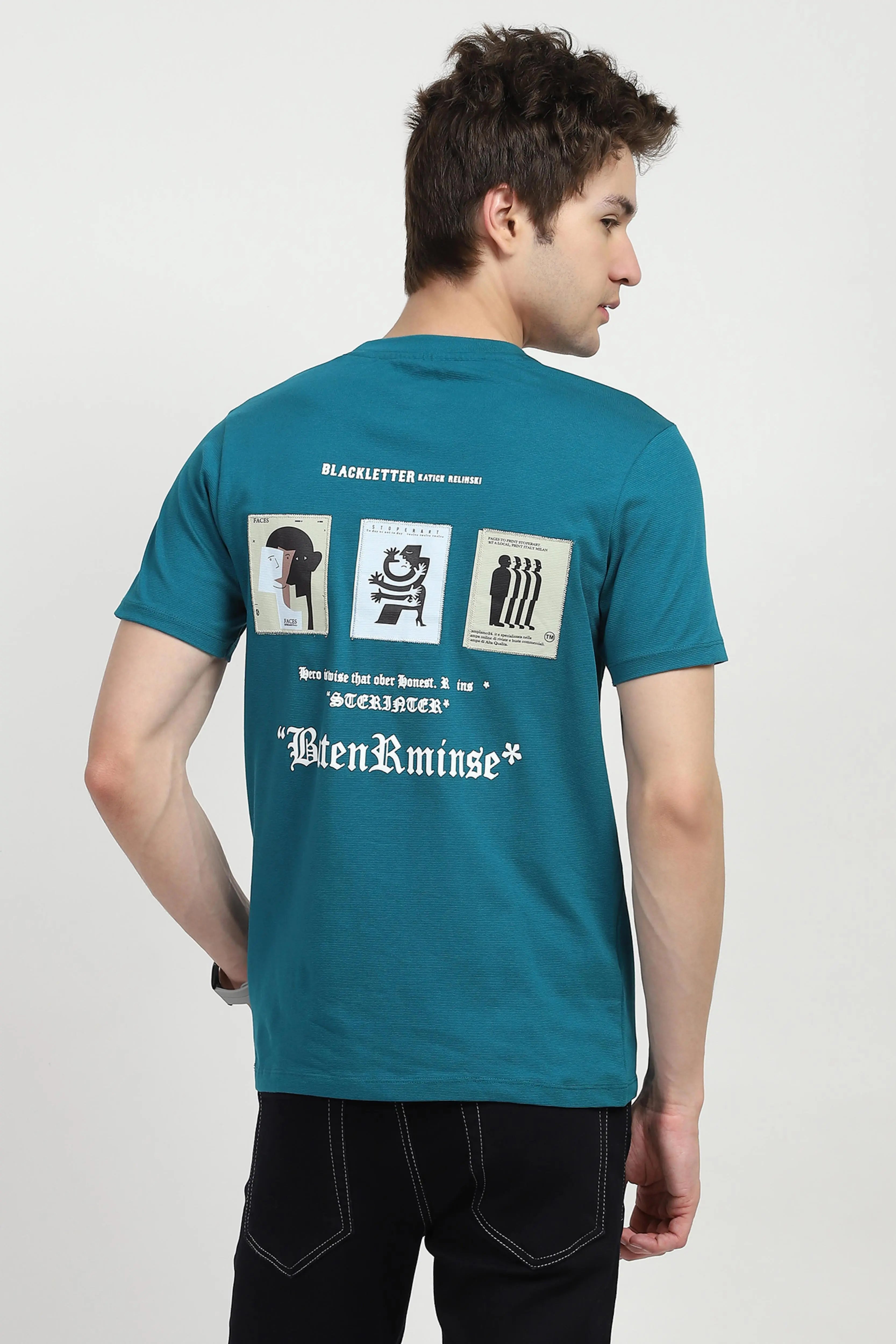 Blue Back Print Graphic T-shirt - Global Republic