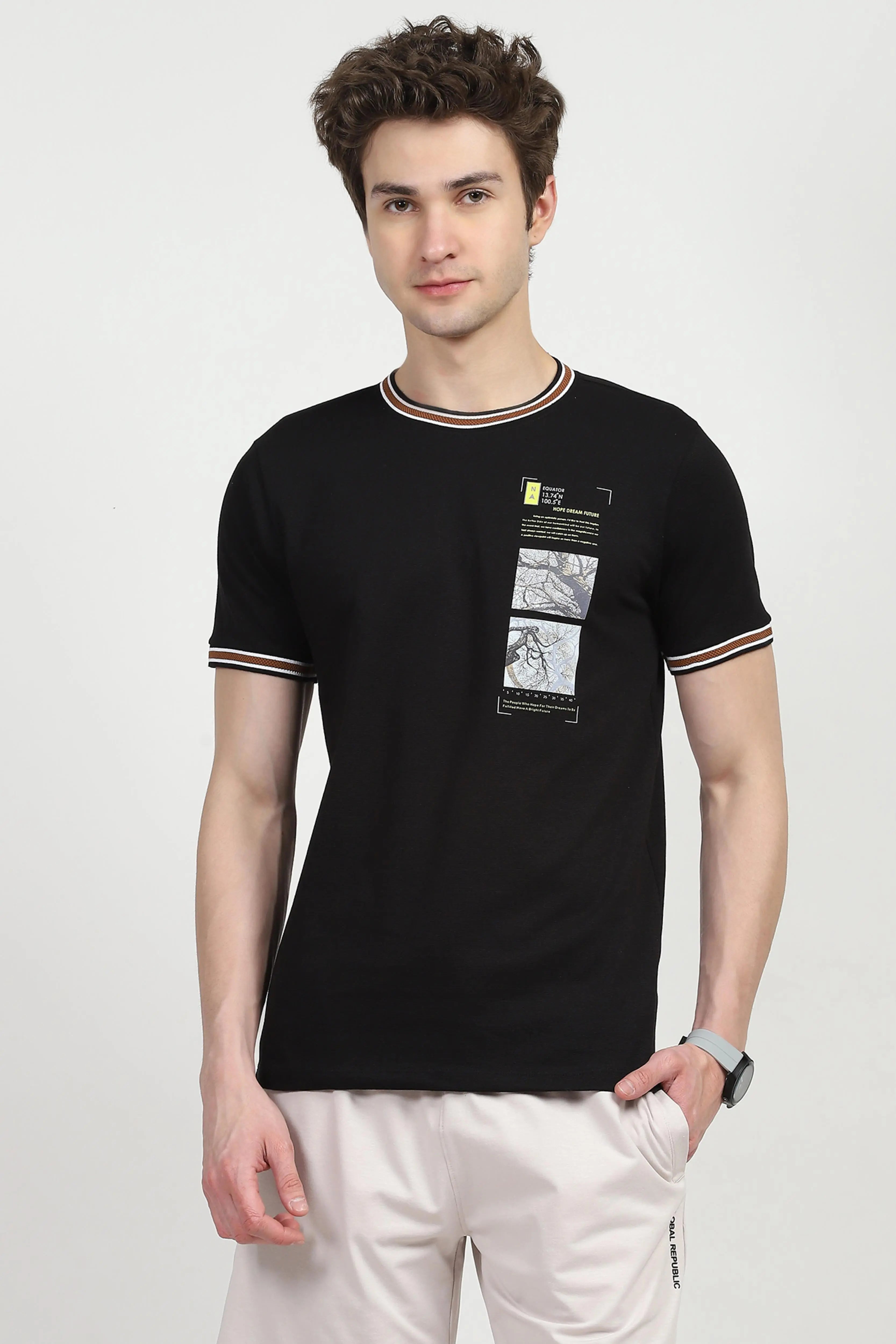 Black Graphic Print T-shirt - Global Republic