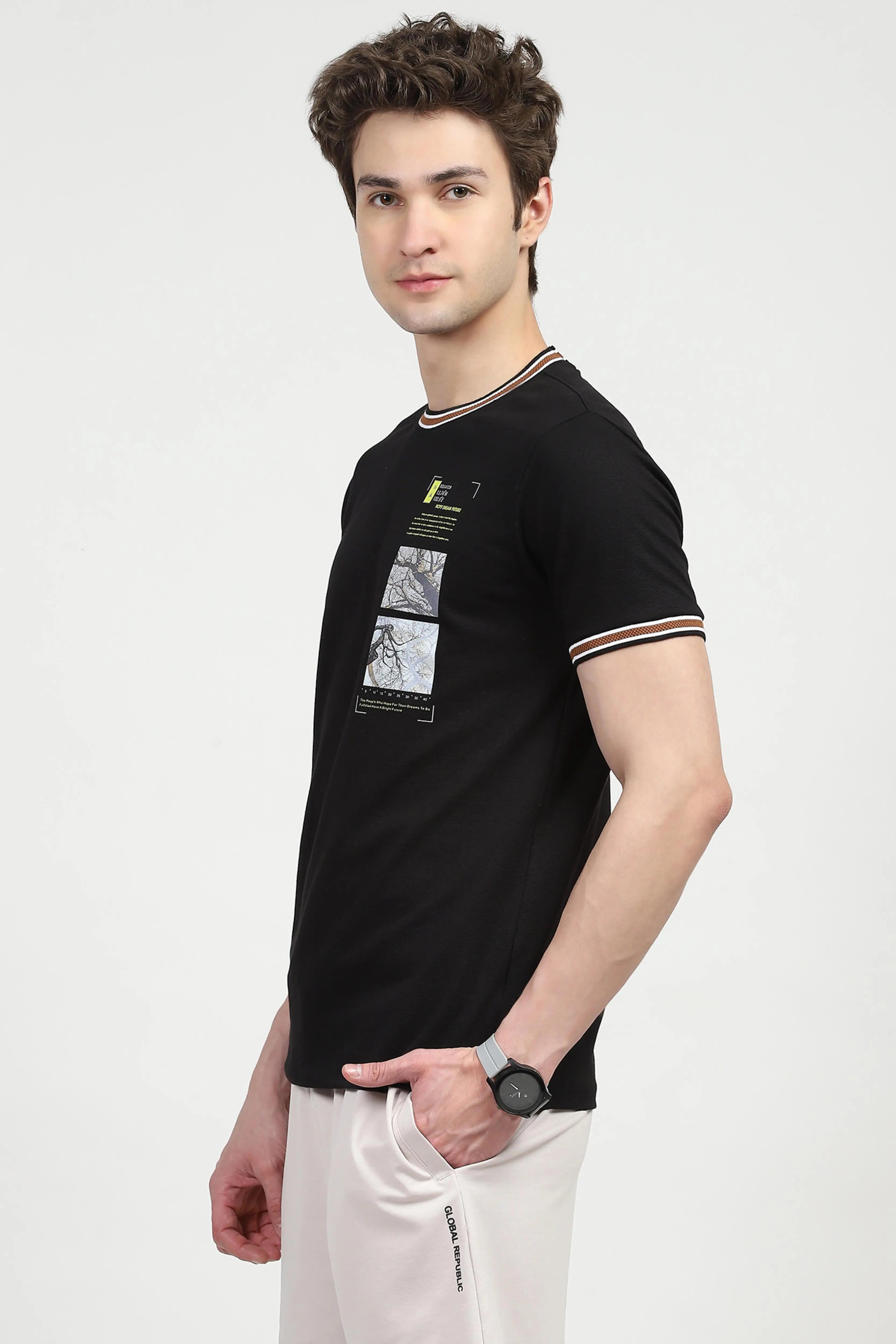 Black Graphic Print T-shirt - Global Republic
