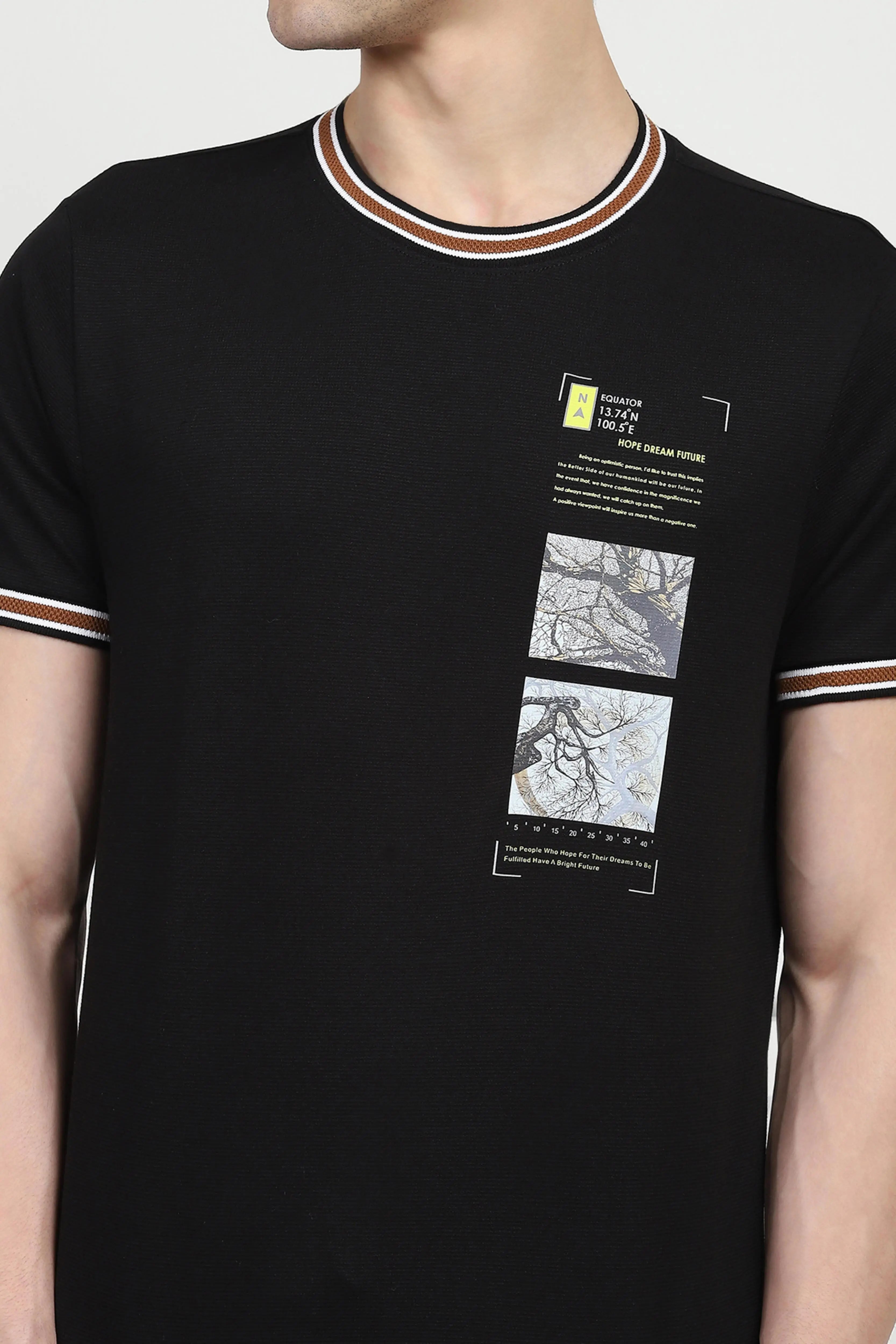 Black Graphic Print T-shirt - Global Republic