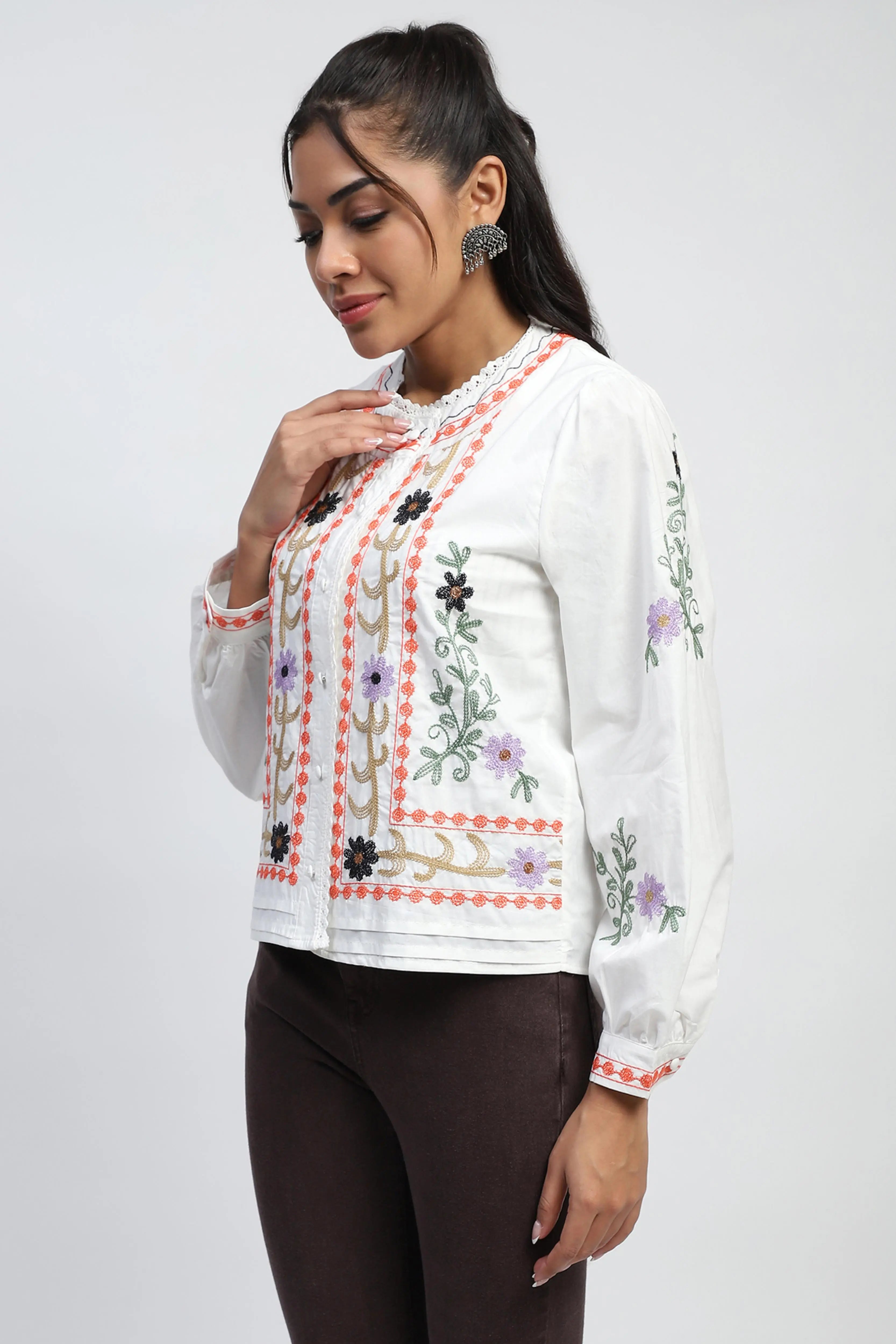 Embroidered Cotton Shirt - Global Republic