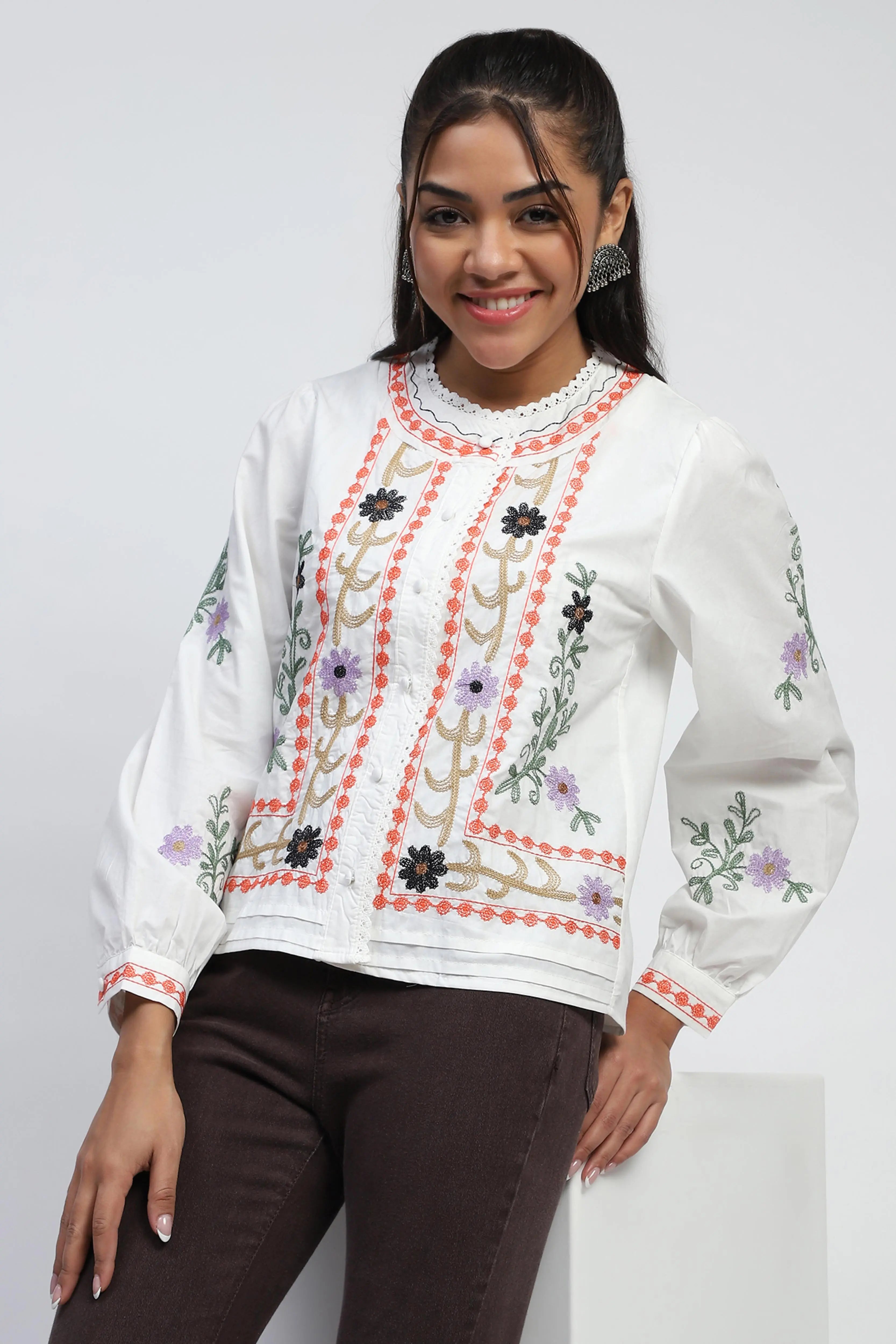 Embroidered Cotton Shirt - Global Republic