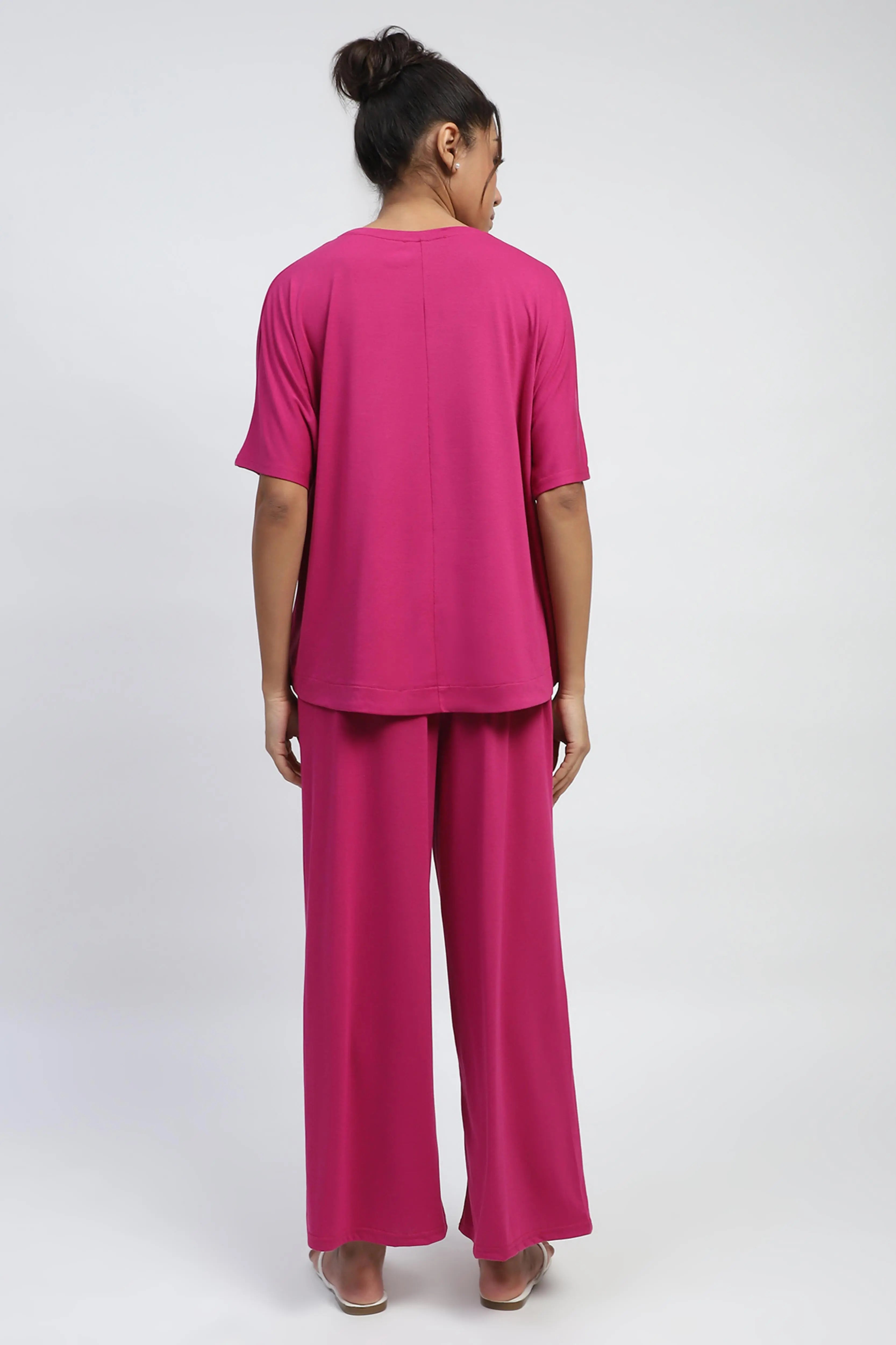 Pink Embroidered Solid Loungewear - Global Republic