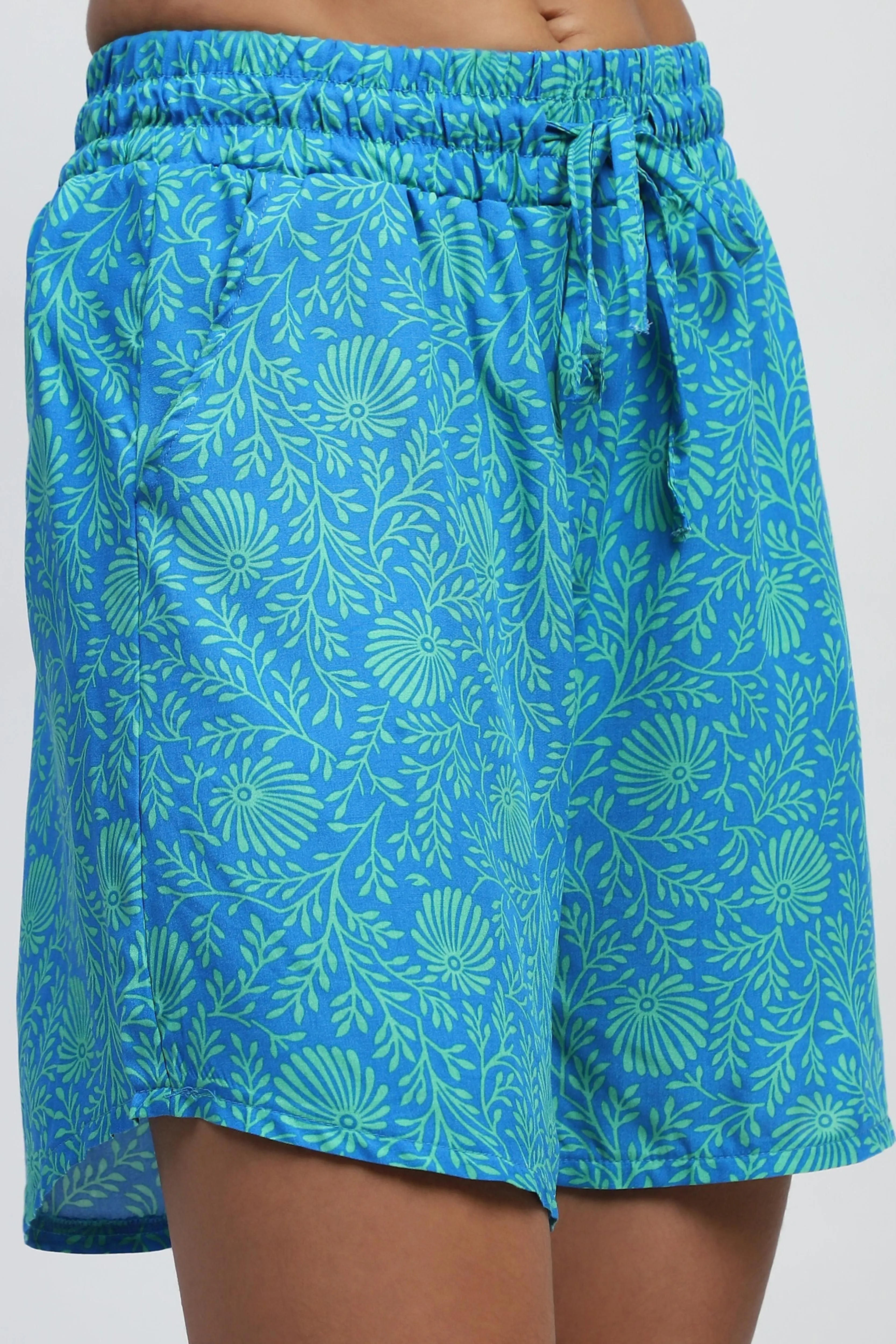 Royal Floral Print Rayon Loose Fit Shorts - Global Republic