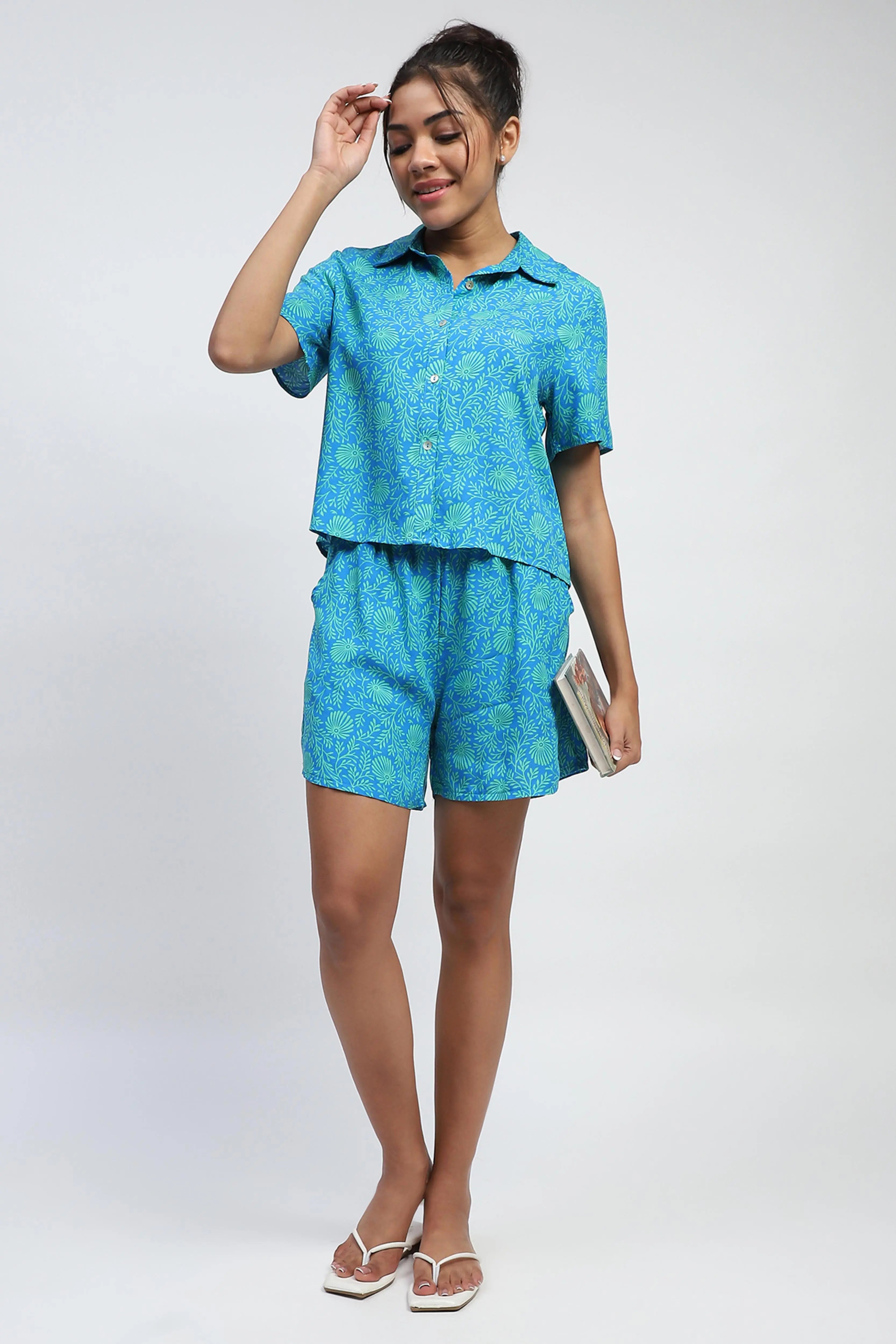 Royal Floral Print Rayon Loose Fit Shorts - Global Republic