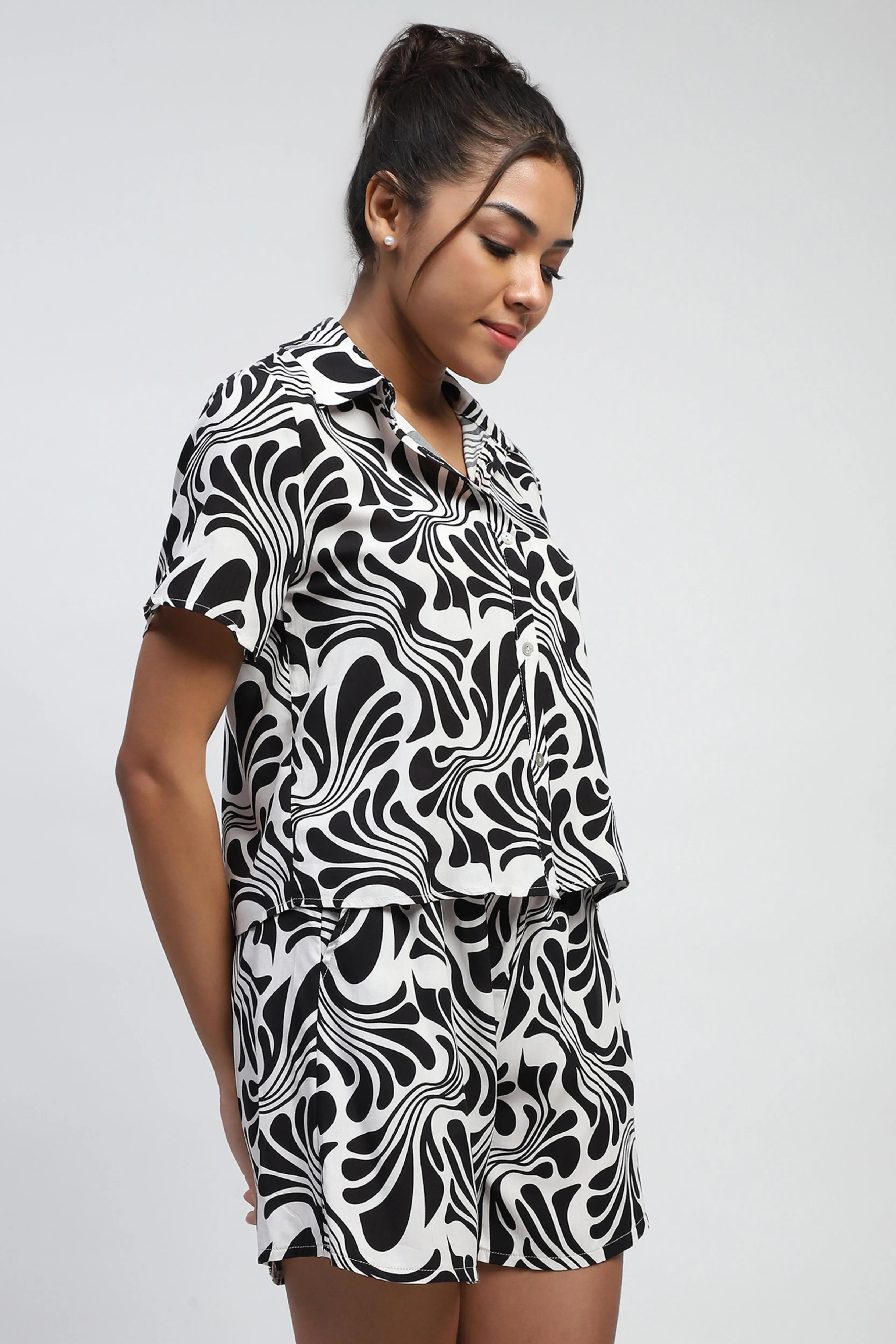 Rayon Abstract Print Loose Fit Shirt - Global Republic