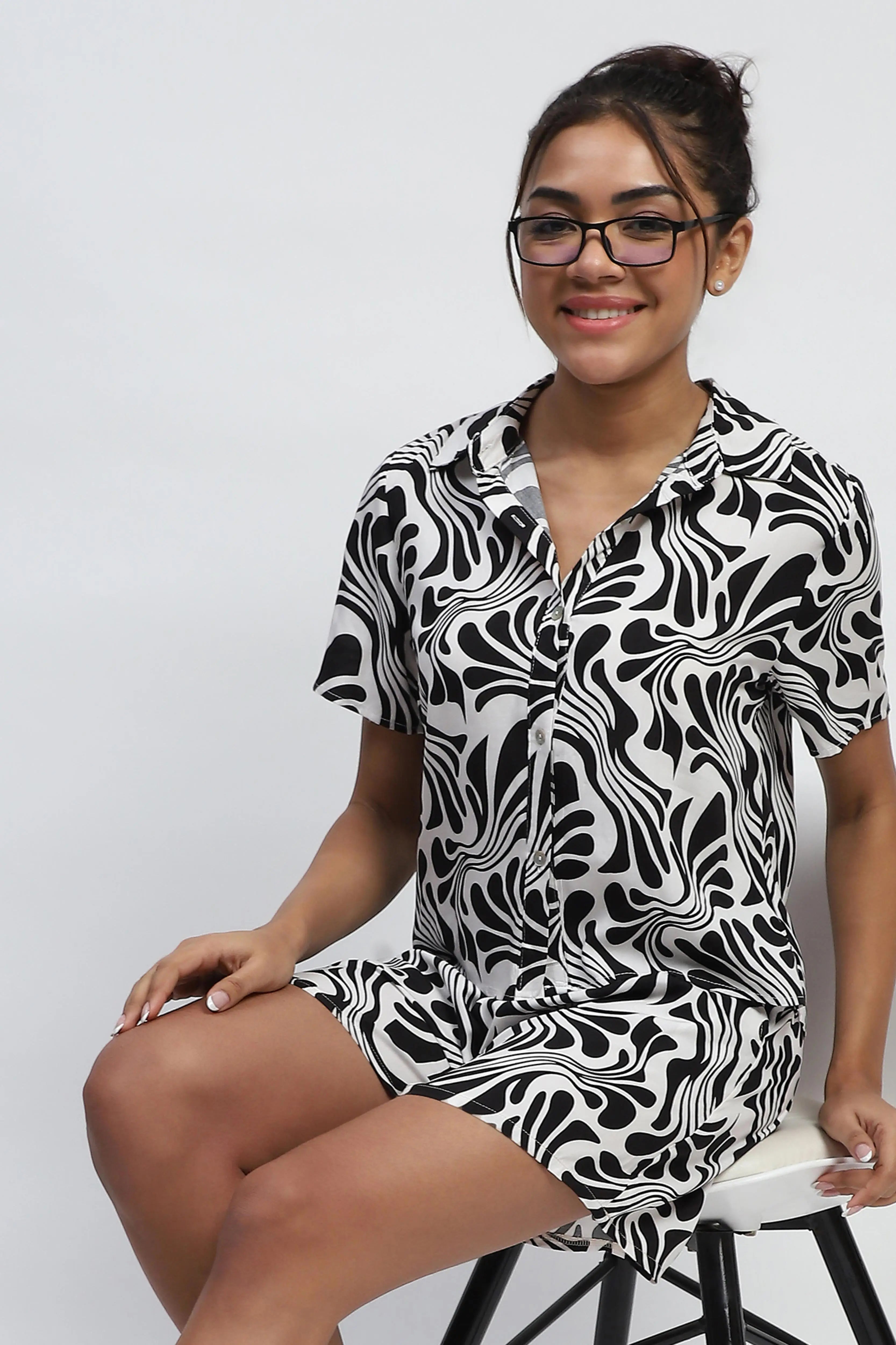 Rayon Abstract Print Loose Fit Shirt - Global Republic