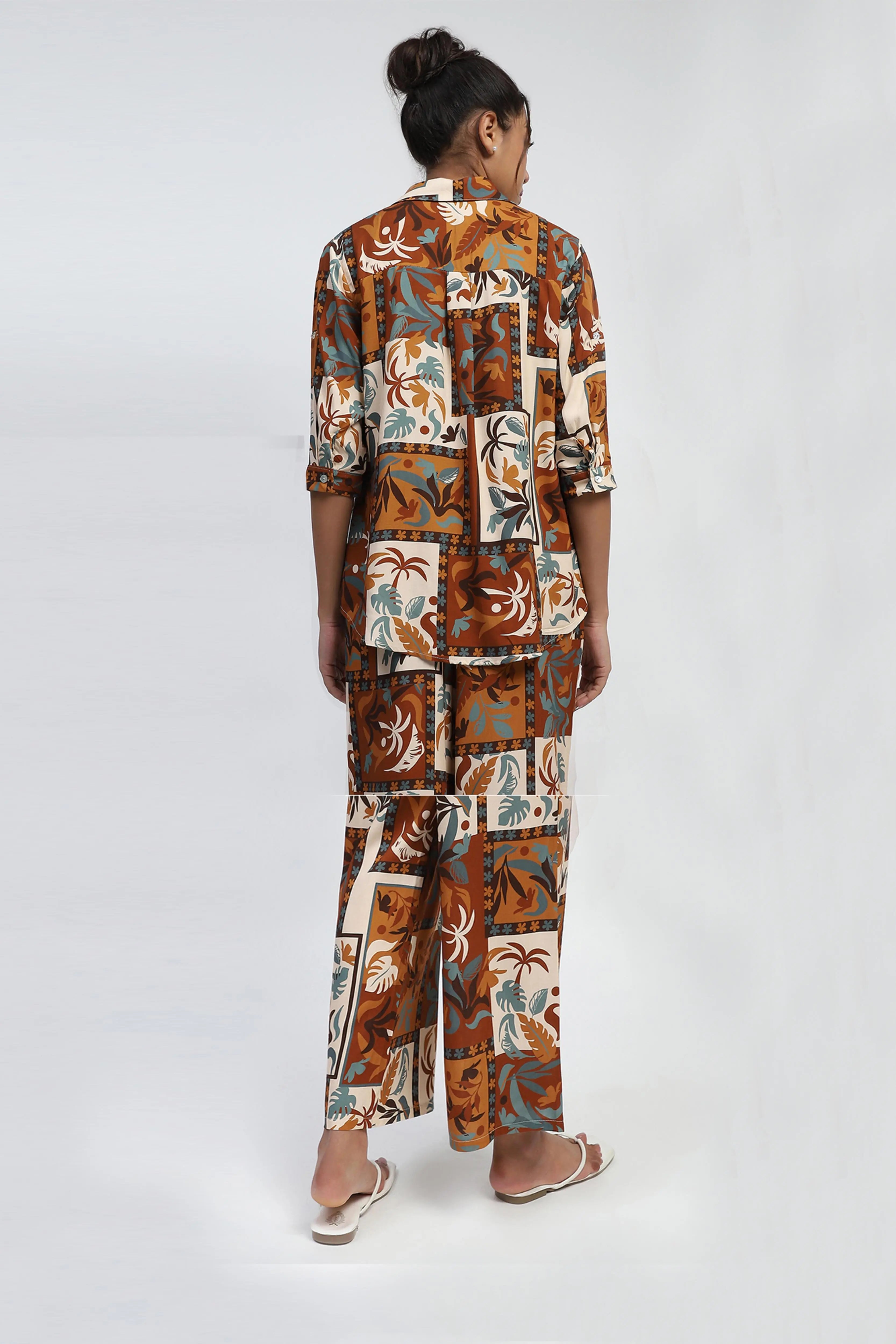 Brown Digital Print Rayon Nightsuit - Global Republic