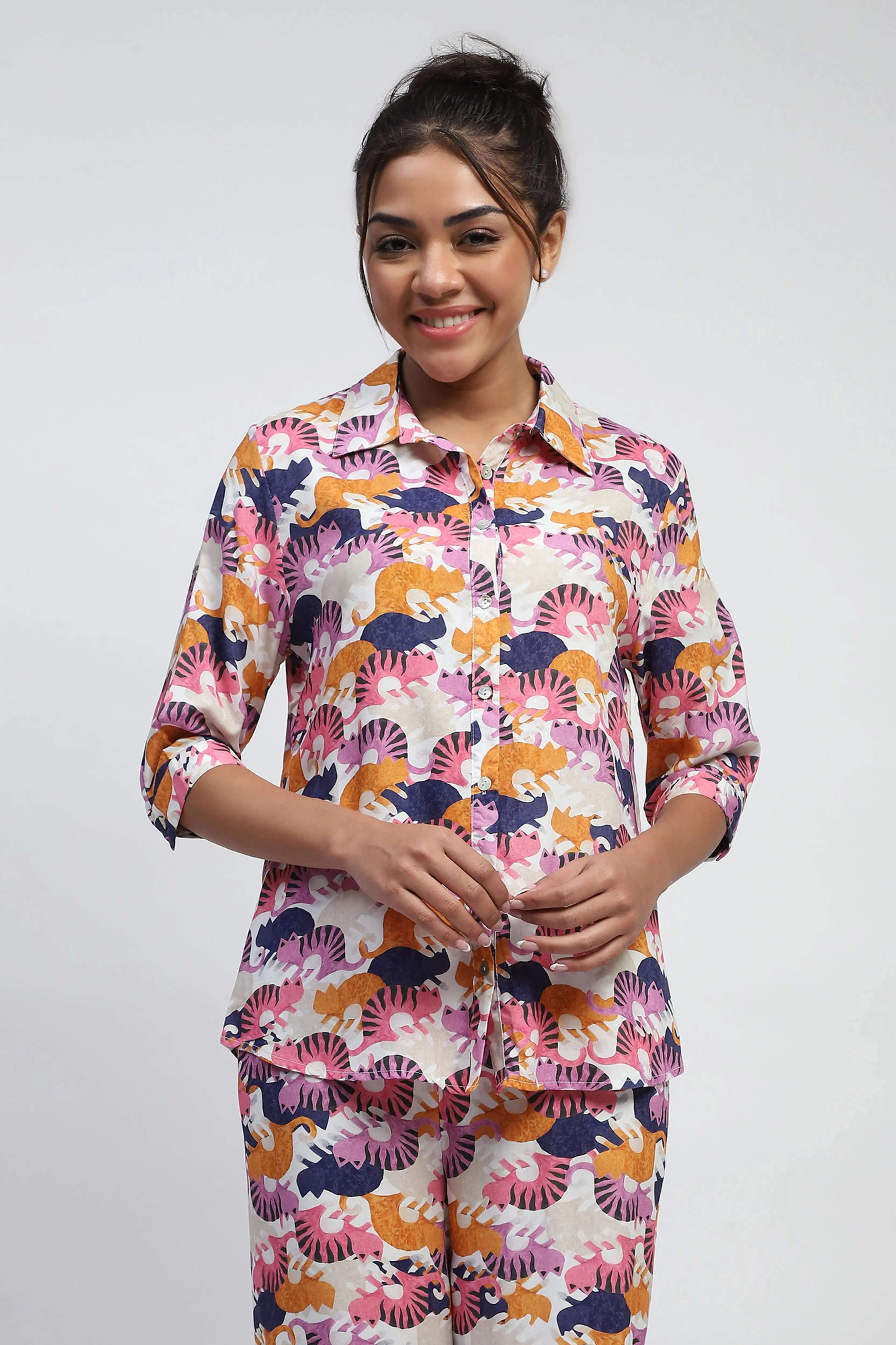 Multi Digital Print Rayon Loose Fit Shirt - Global Republic
