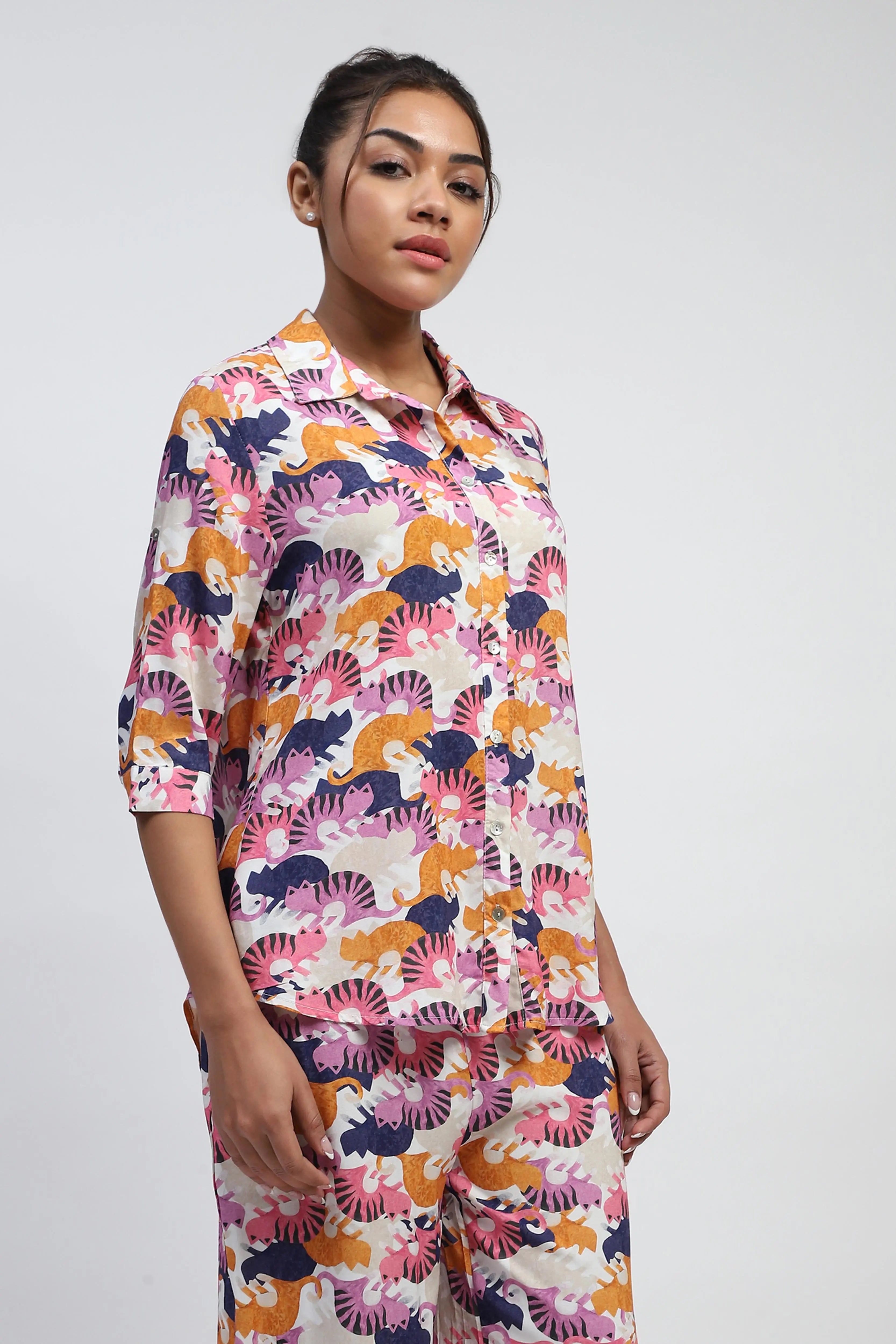 Multi Digital Print Rayon Loose Fit Shirt - Global Republic