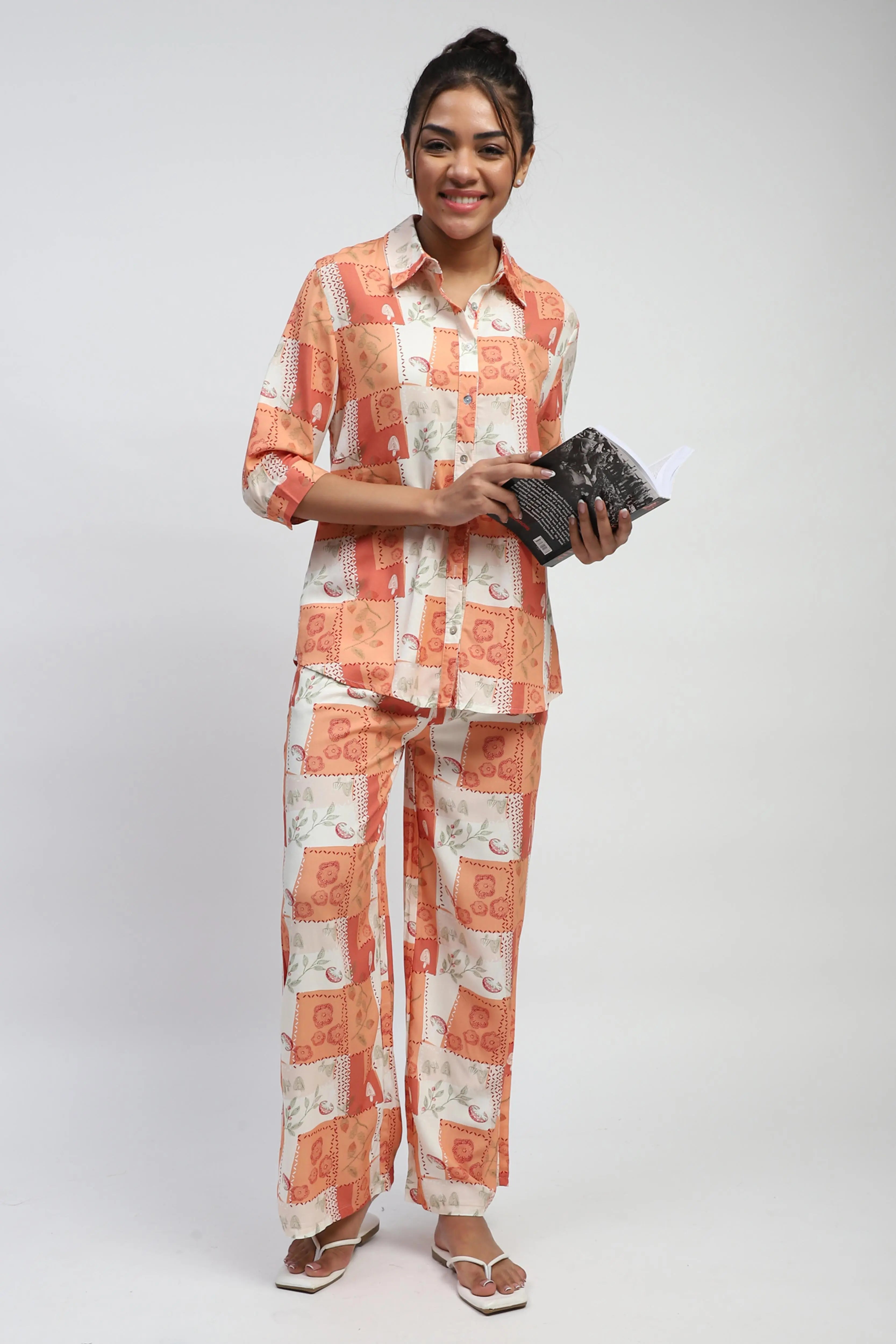 Brown Rayon Digital Print Nightsuit - Global Republic