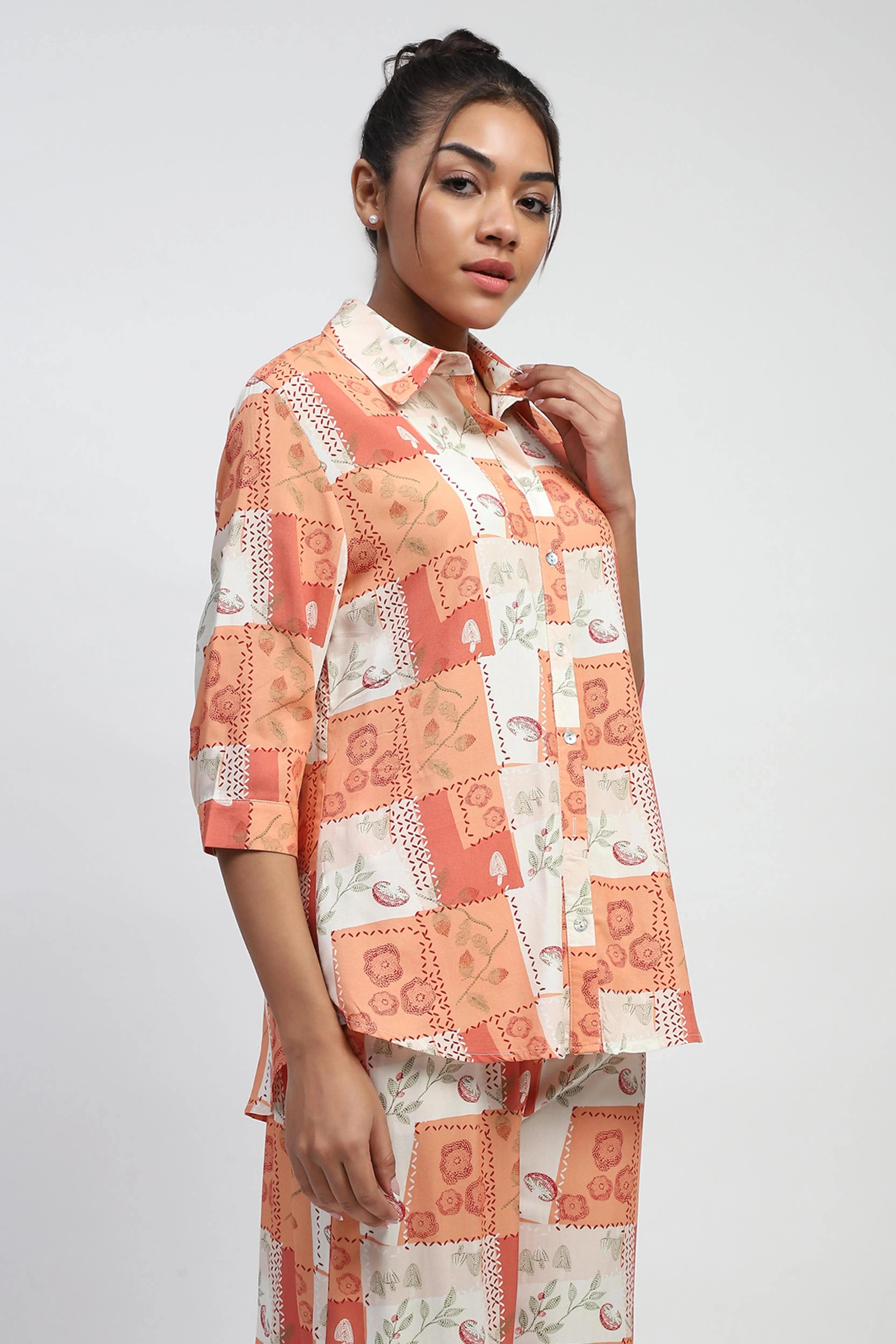 Brown Digital Print Rayon Shirt - Global Republic