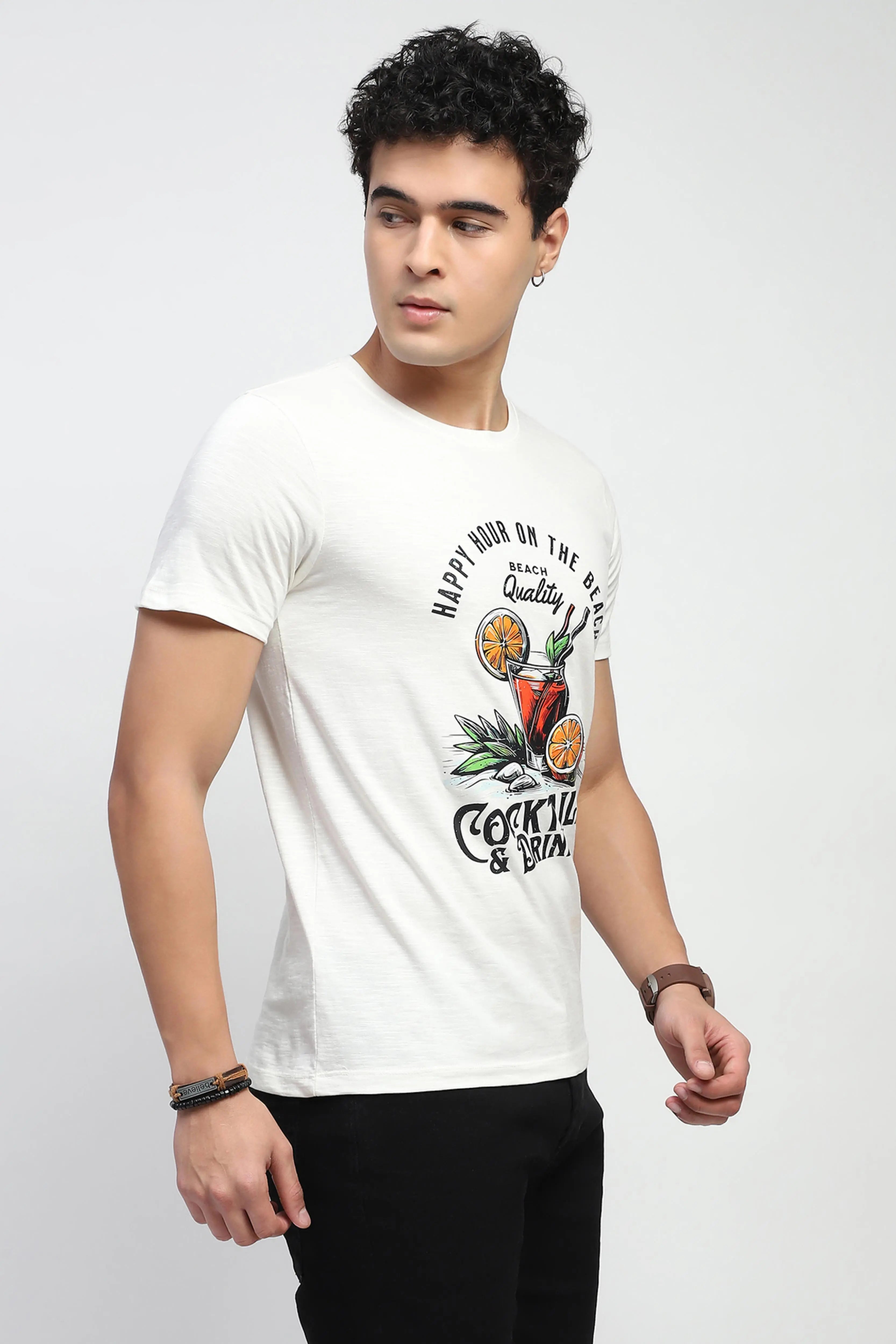 Off-White Graphic Cotton T-Shirt - Global Republic