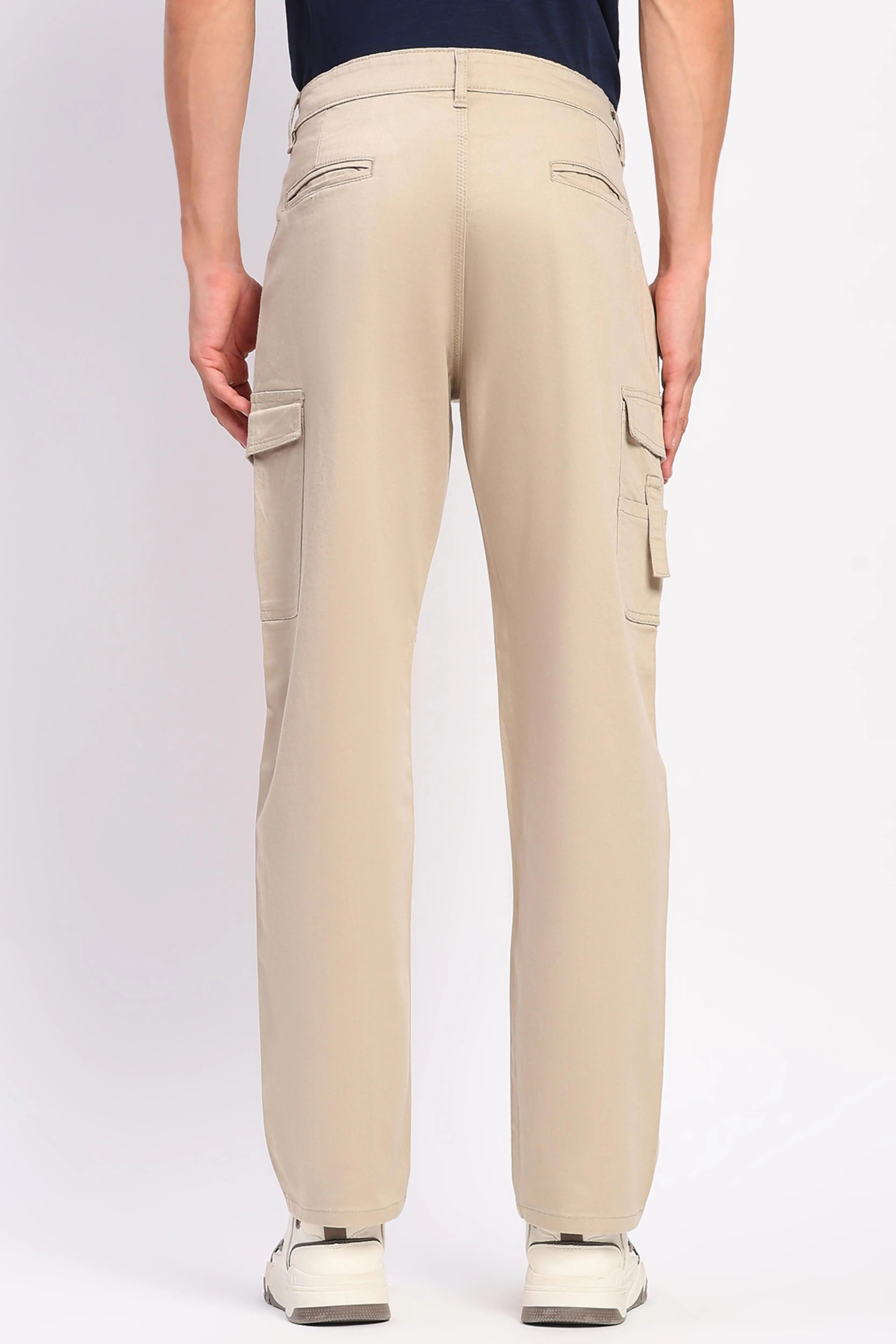 Fawn Cotton Blend Regular Fit Cargo - Global Republic