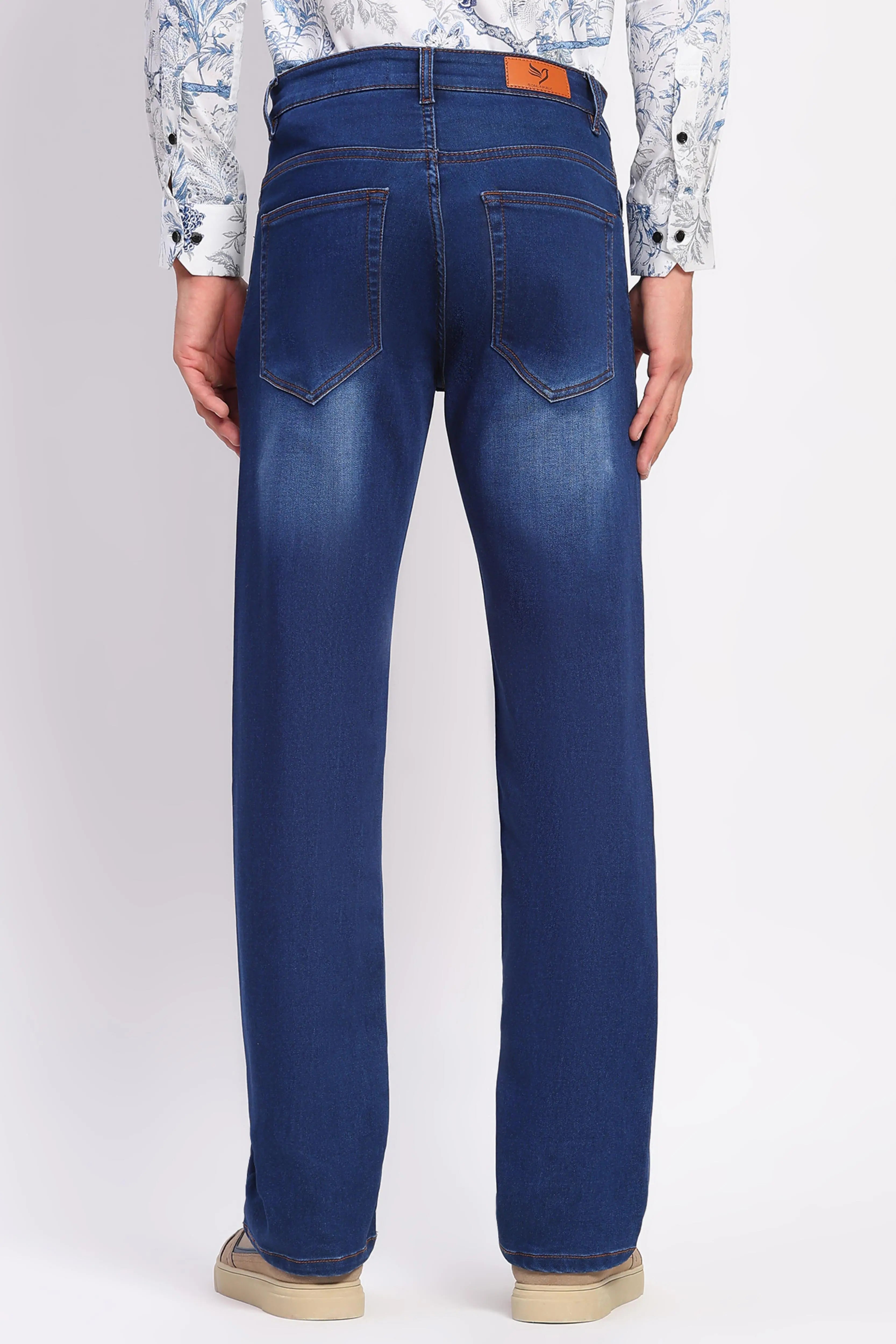 Stretchable Dark Blue Cotton Blend Jeans - Global Republic