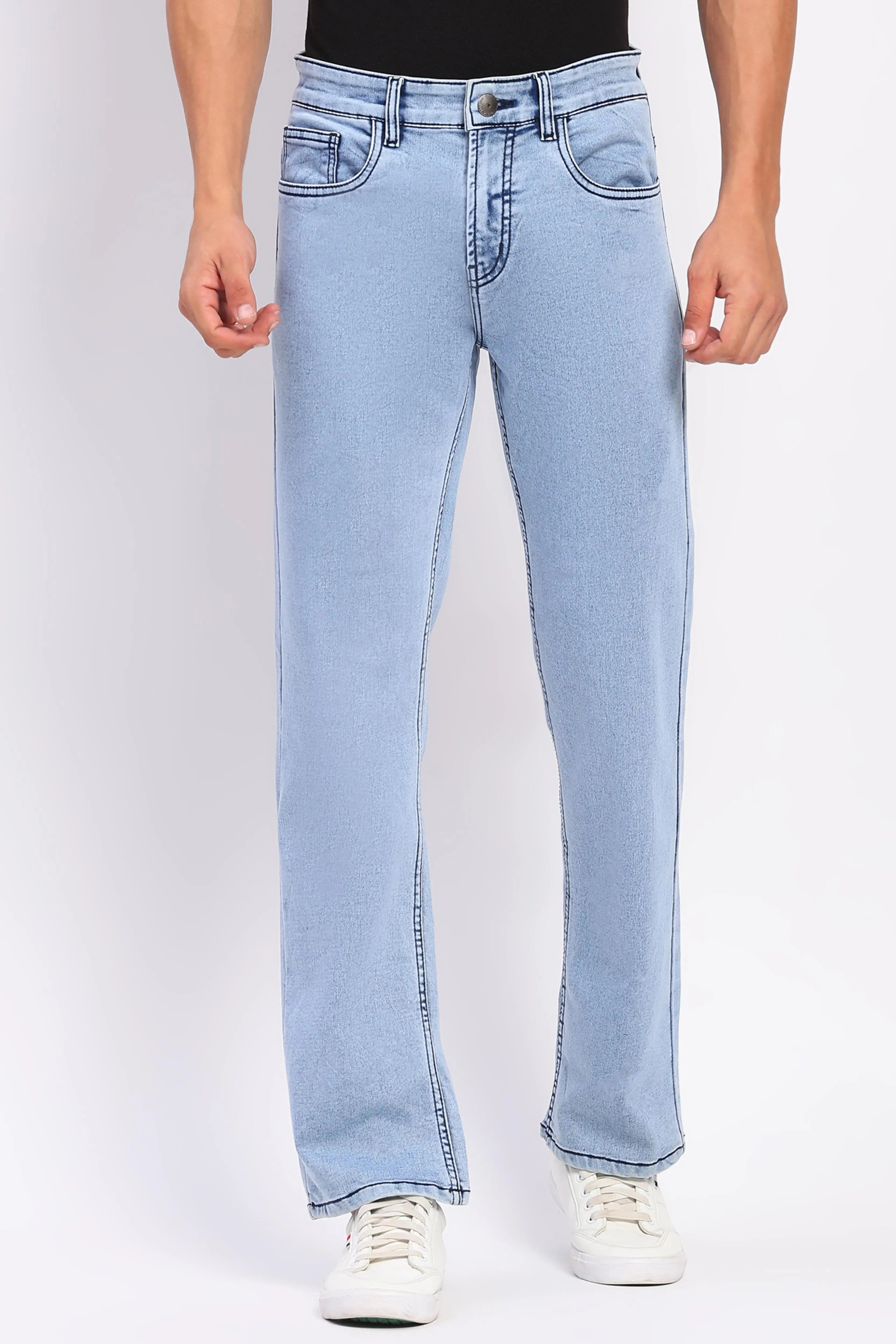 Stretchable Light Blue Cotton Blend Jeans - Global Republic