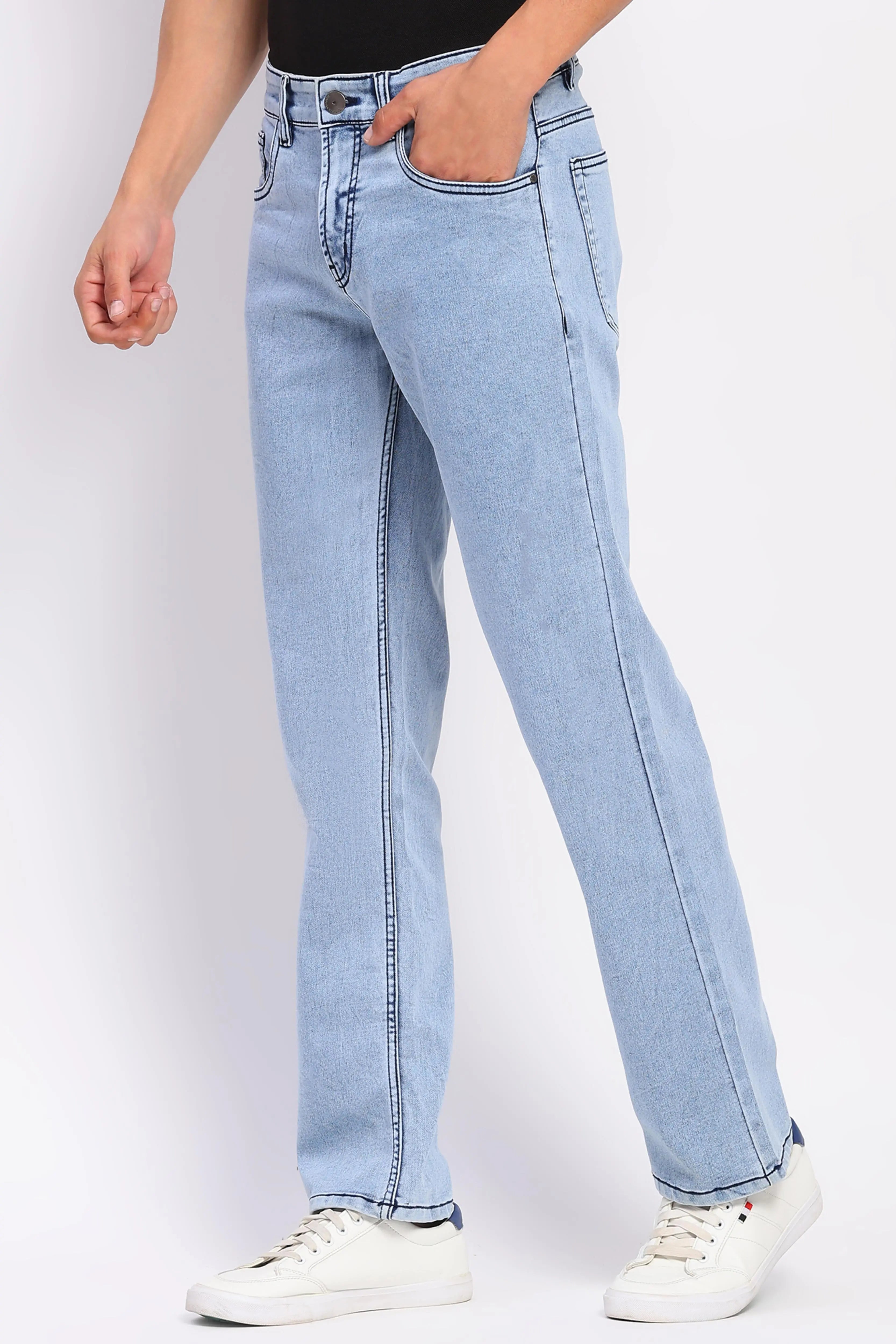 Stretchable Light Blue Cotton Blend Jeans - Global Republic