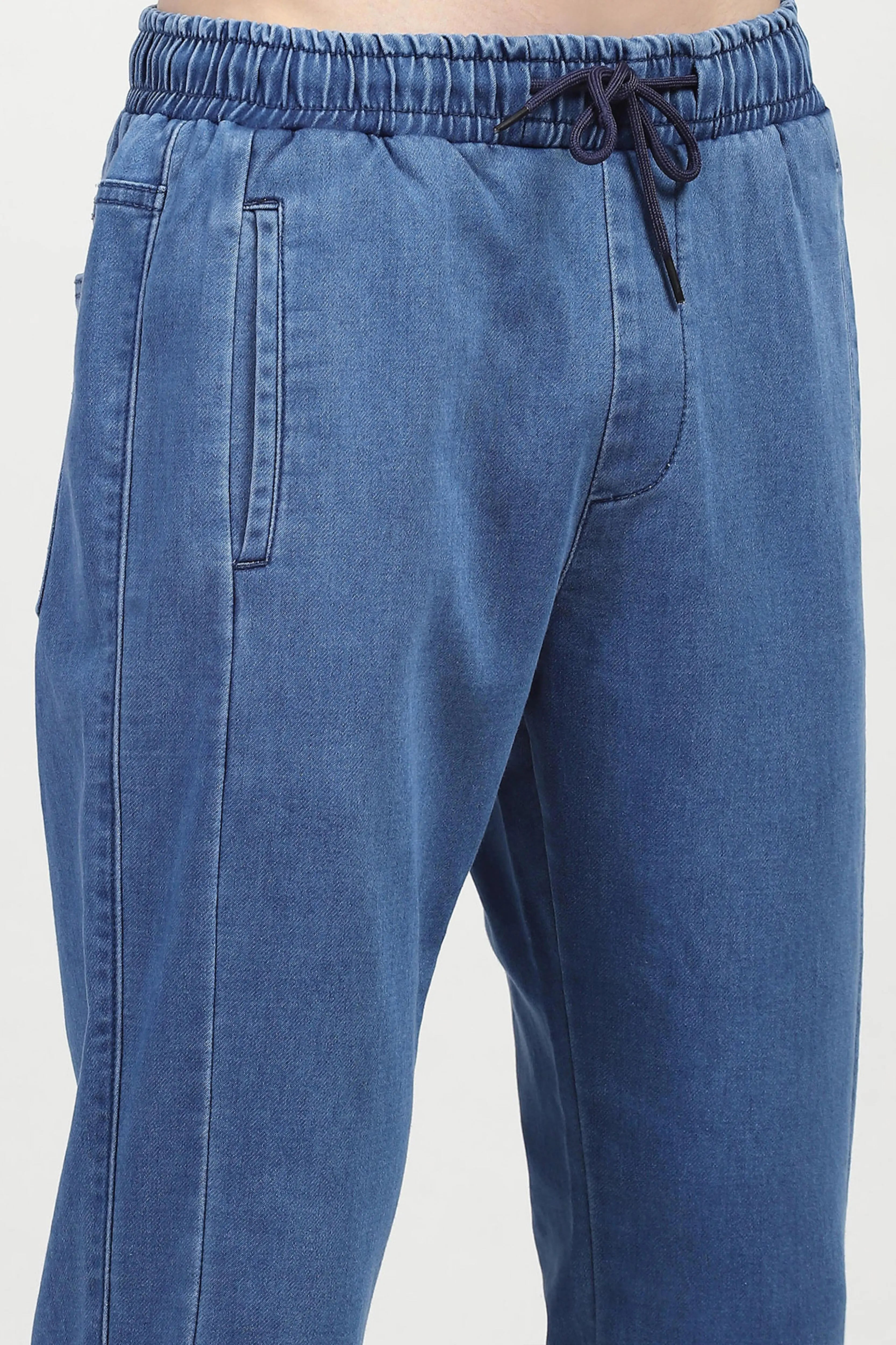 Blue Stretchable Cotton Joggers - Global Republic