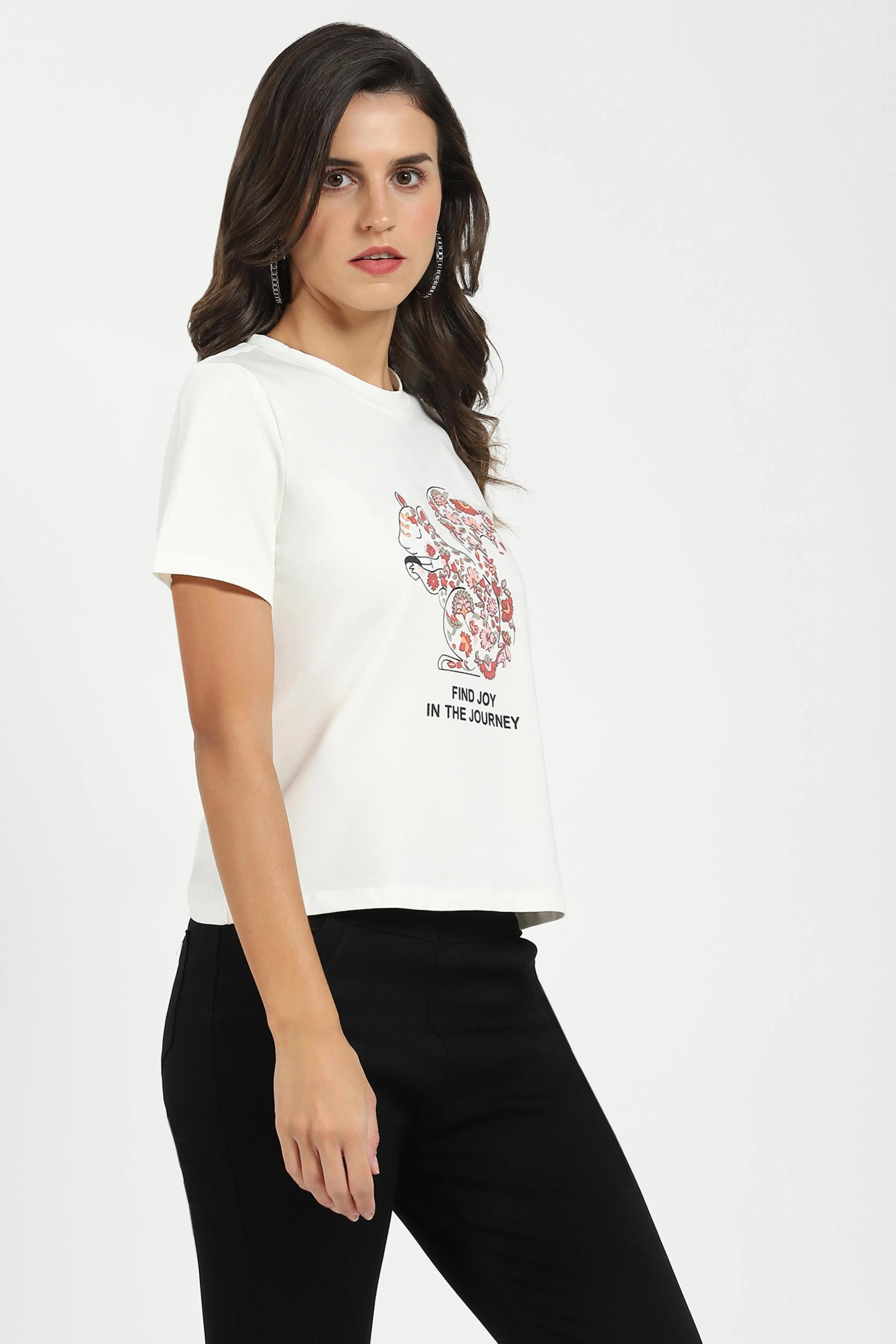 White Graphic Cotton Top - Global Republic