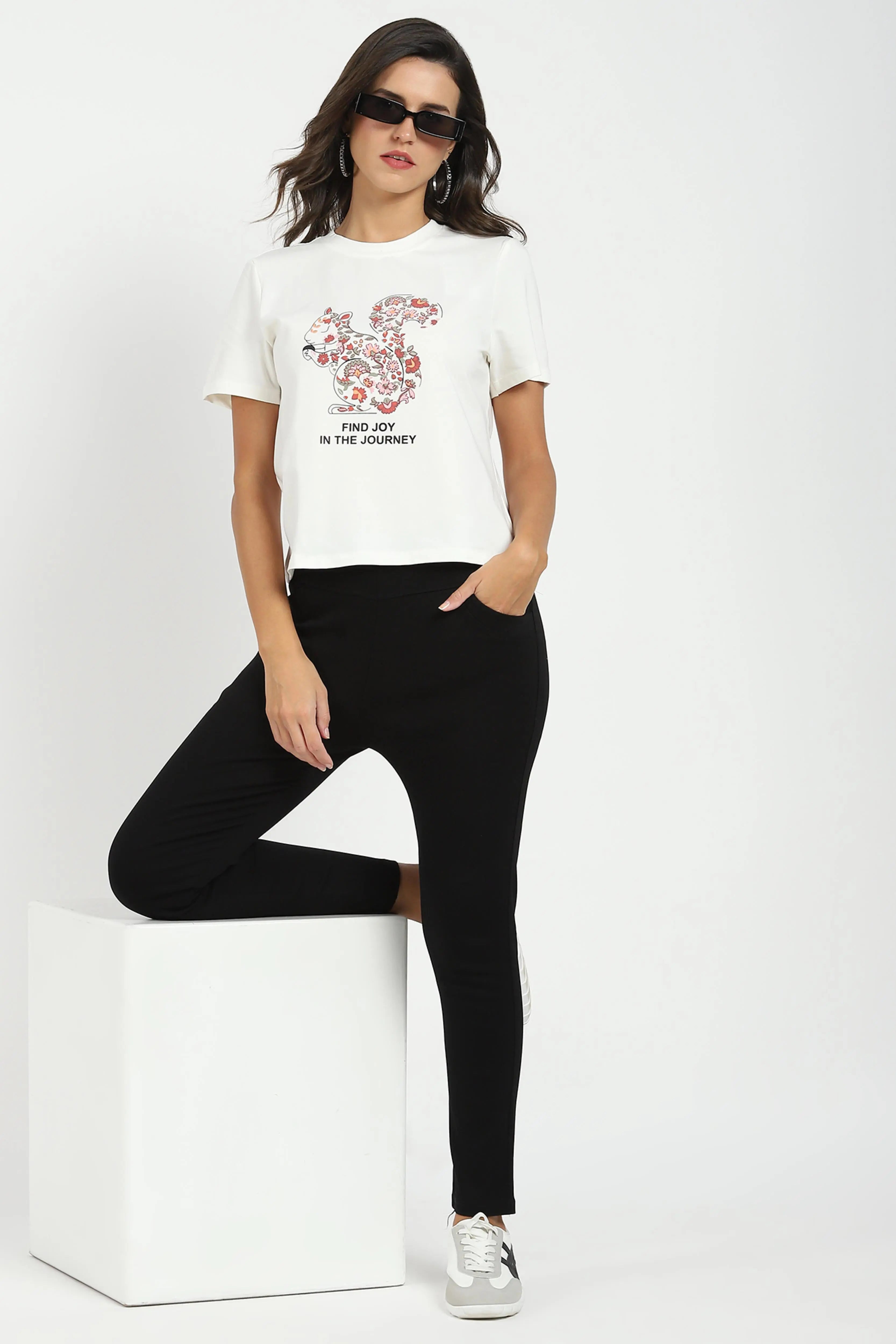 White Graphic Cotton Top - Global Republic