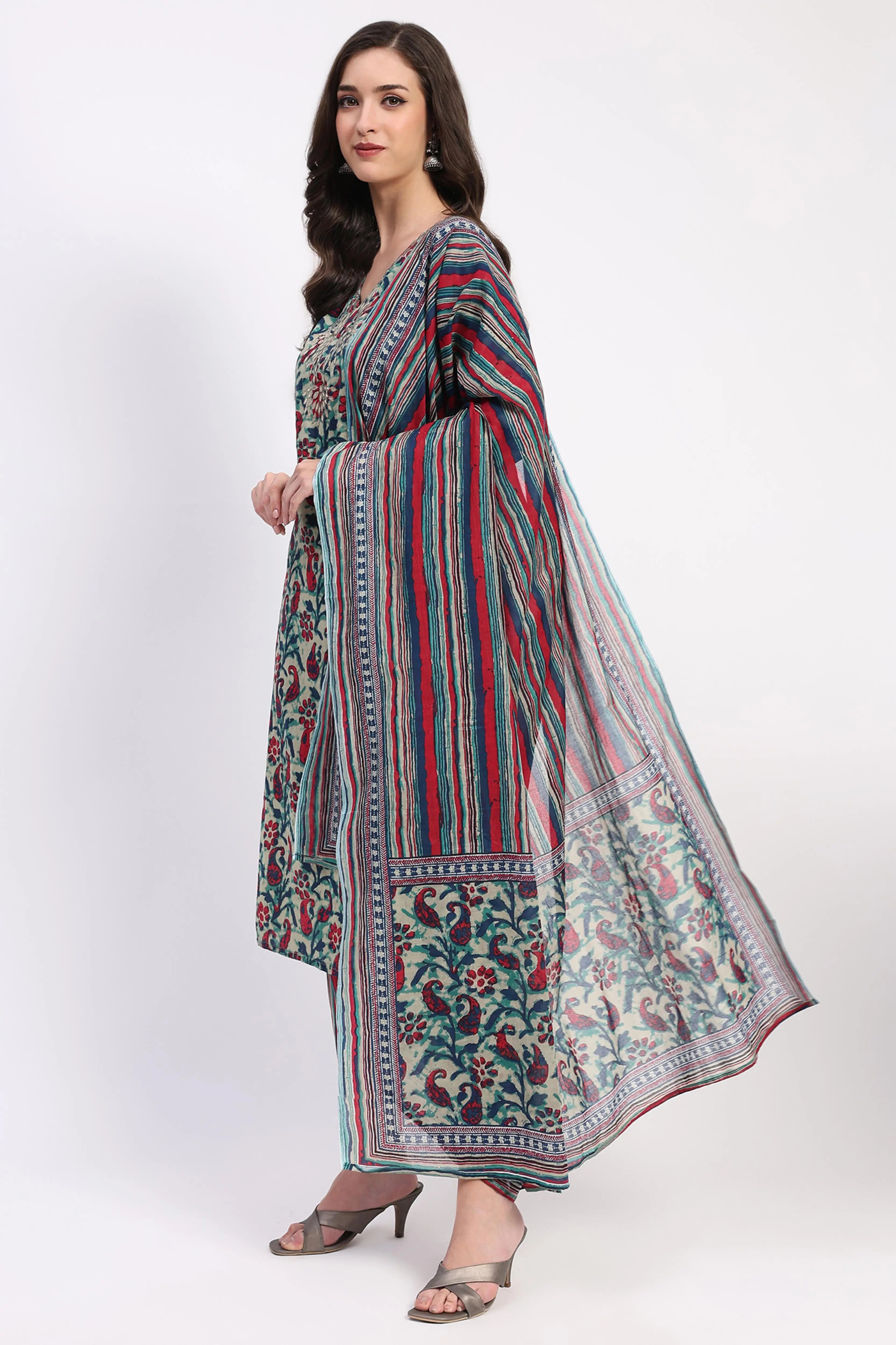 Multi Festive Cotton Suit Set - Global Republic