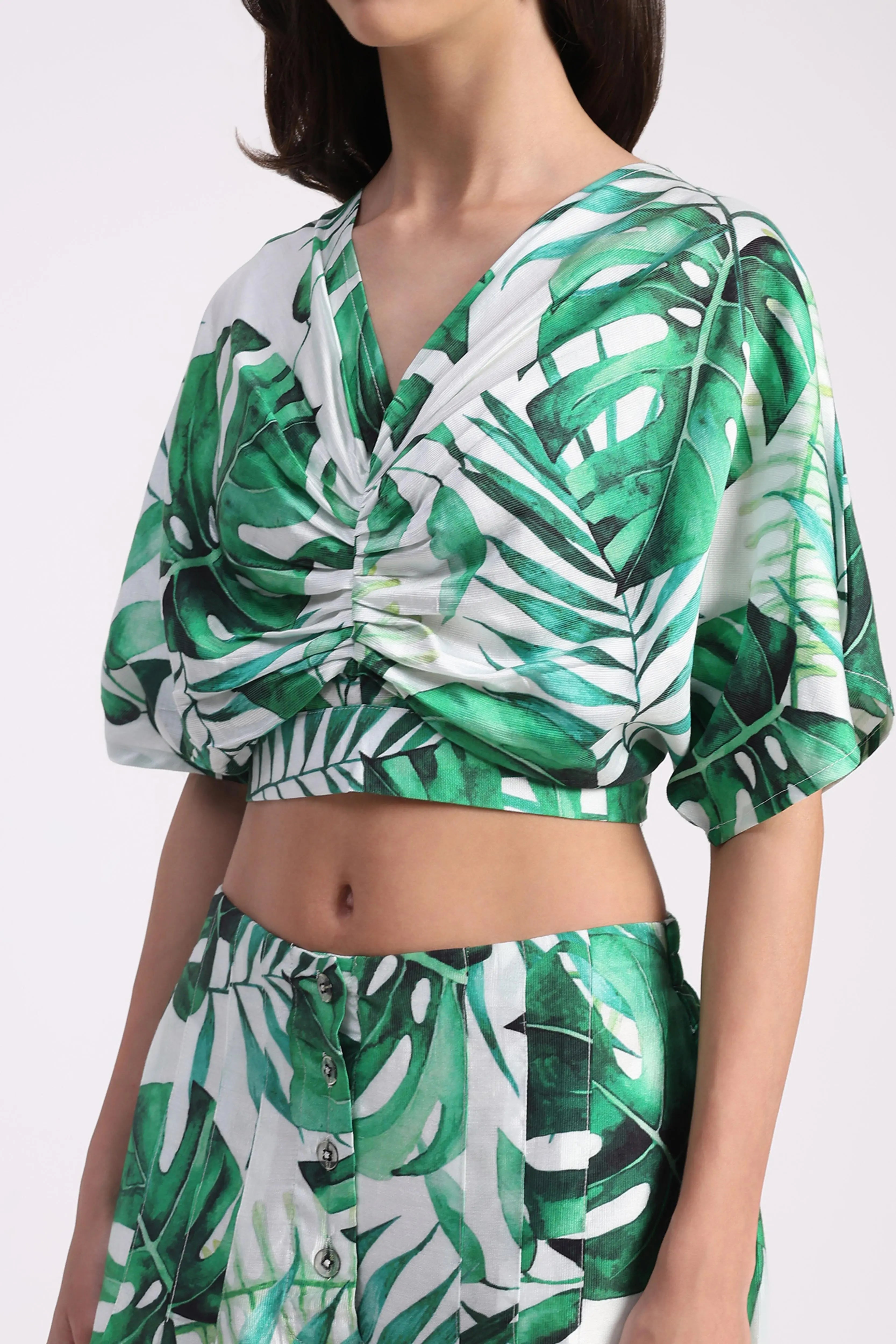 Tropical Crop Top & Wide-Leg Pant Set - Global Republic