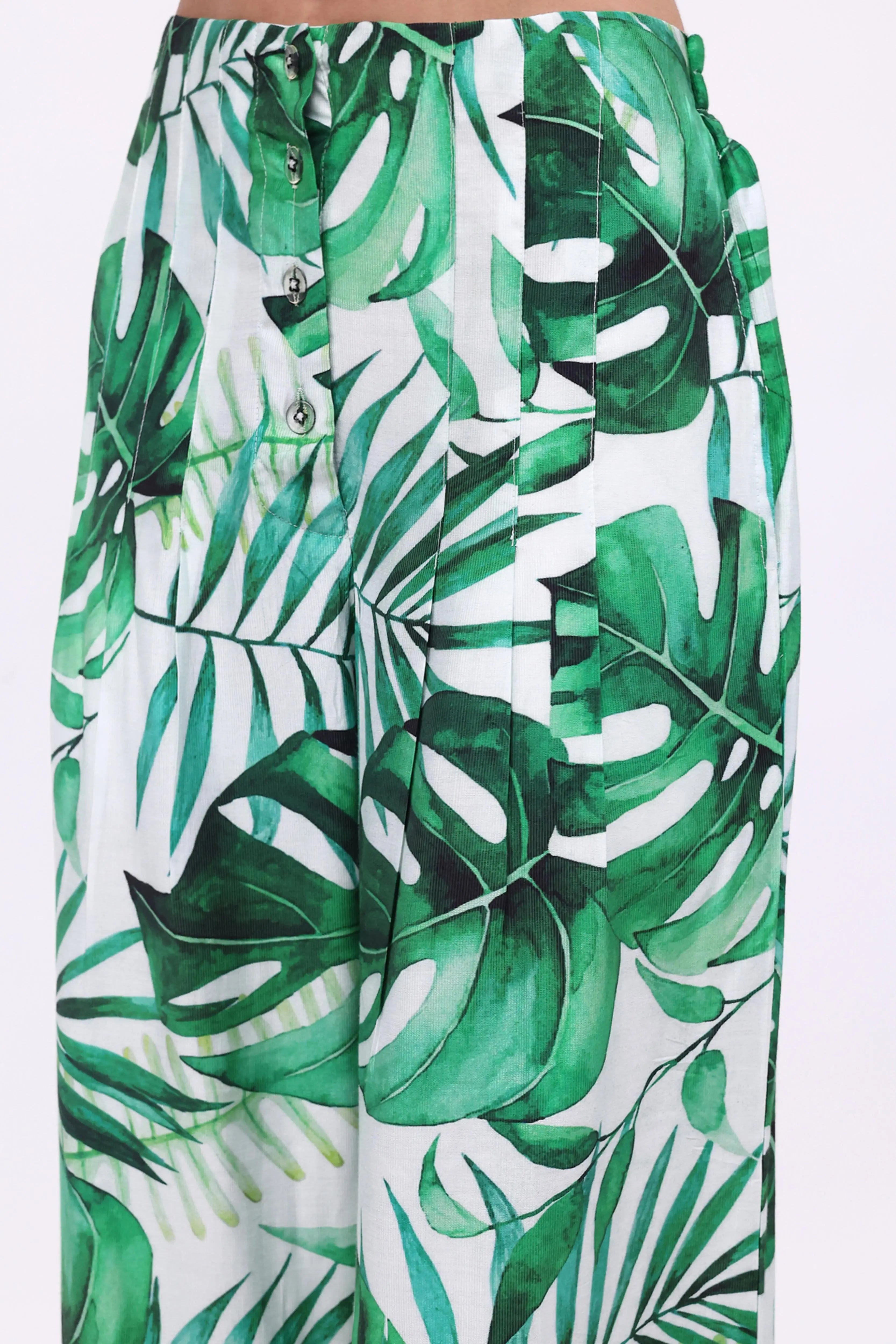 Tropical Crop Top & Wide-Leg Pant Set - Global Republic