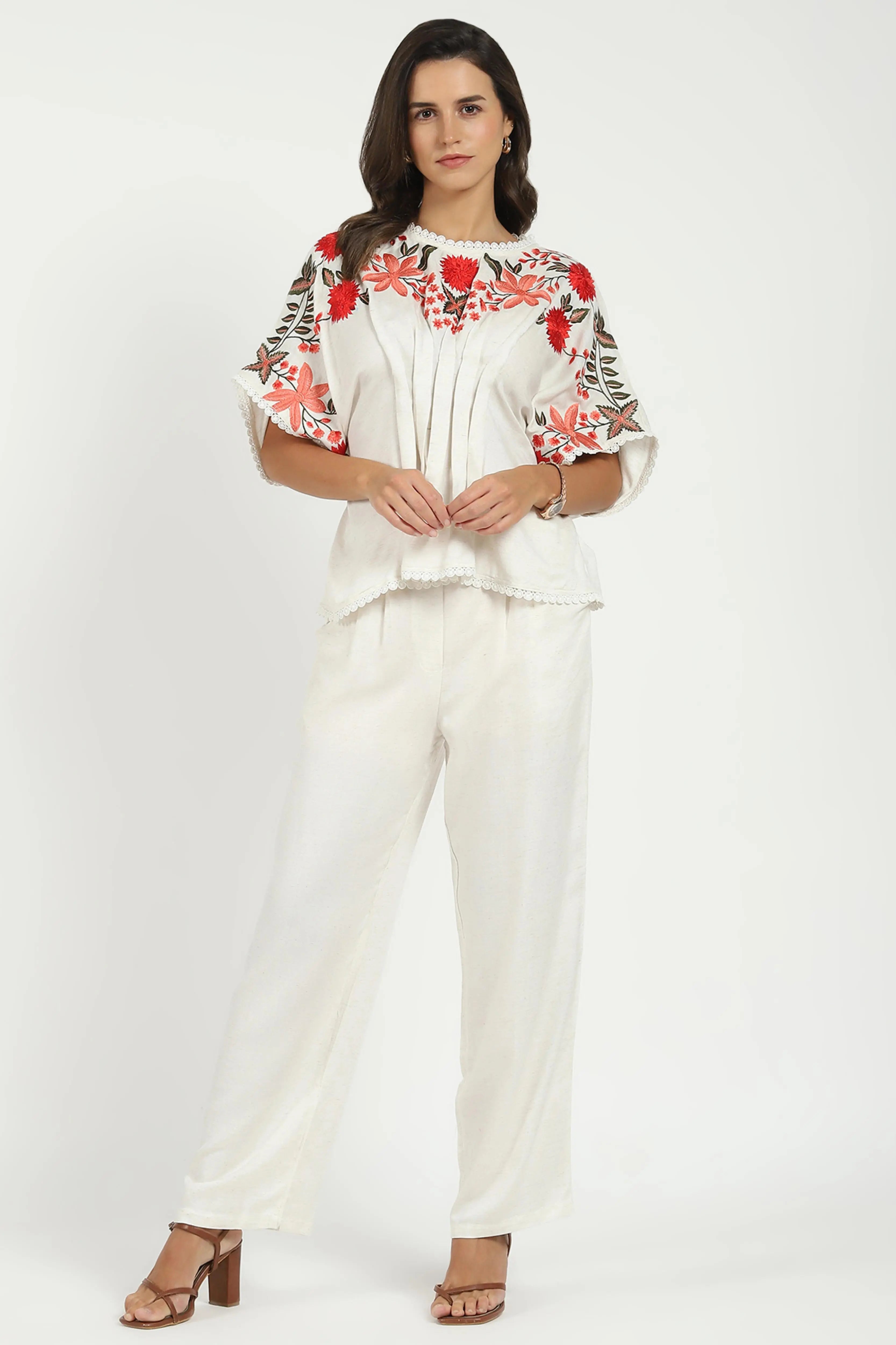 Embroidered Kaftan Sleeves Co-ord Set - Global Republic