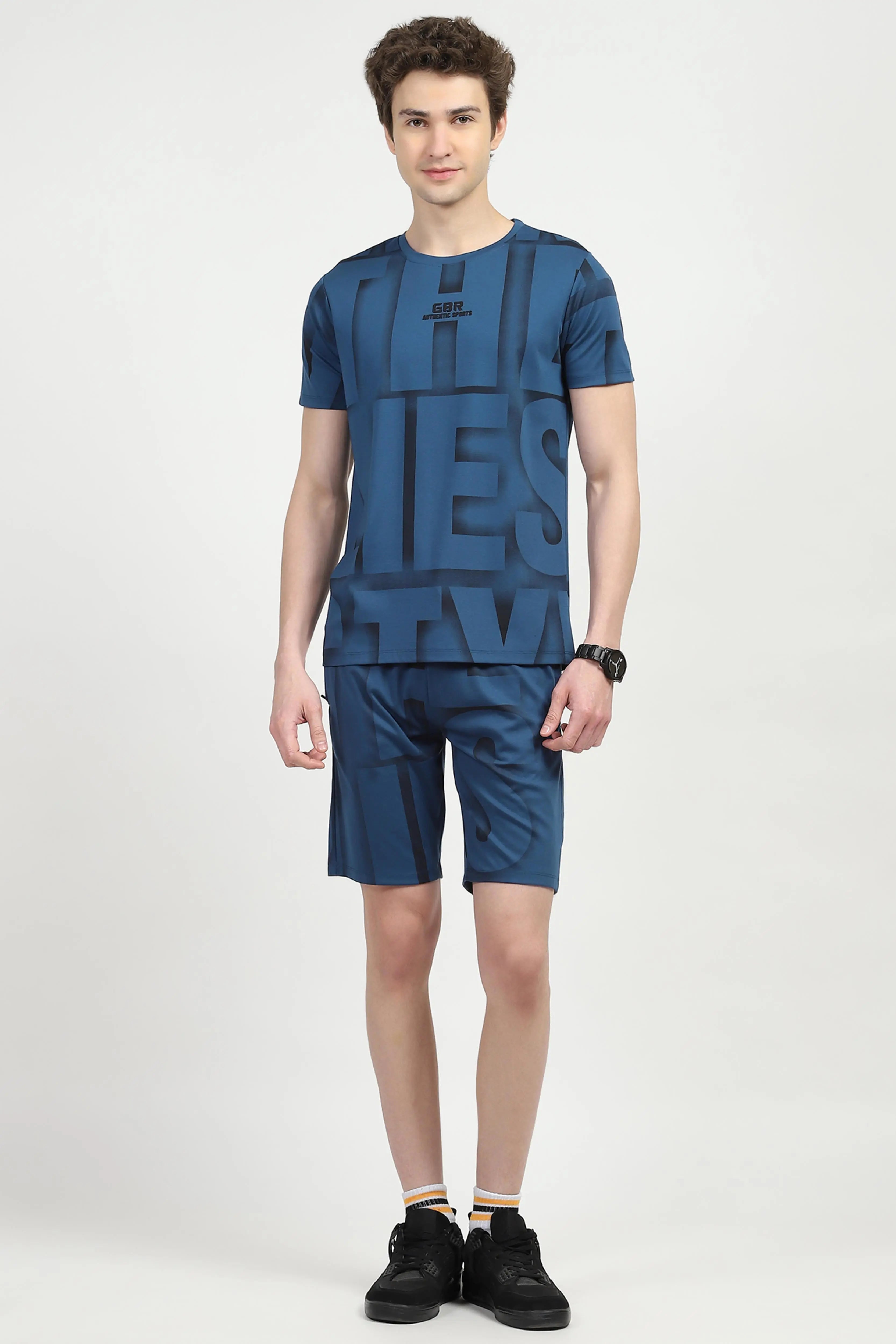 Blue Typography Viscose Set - Global Republic