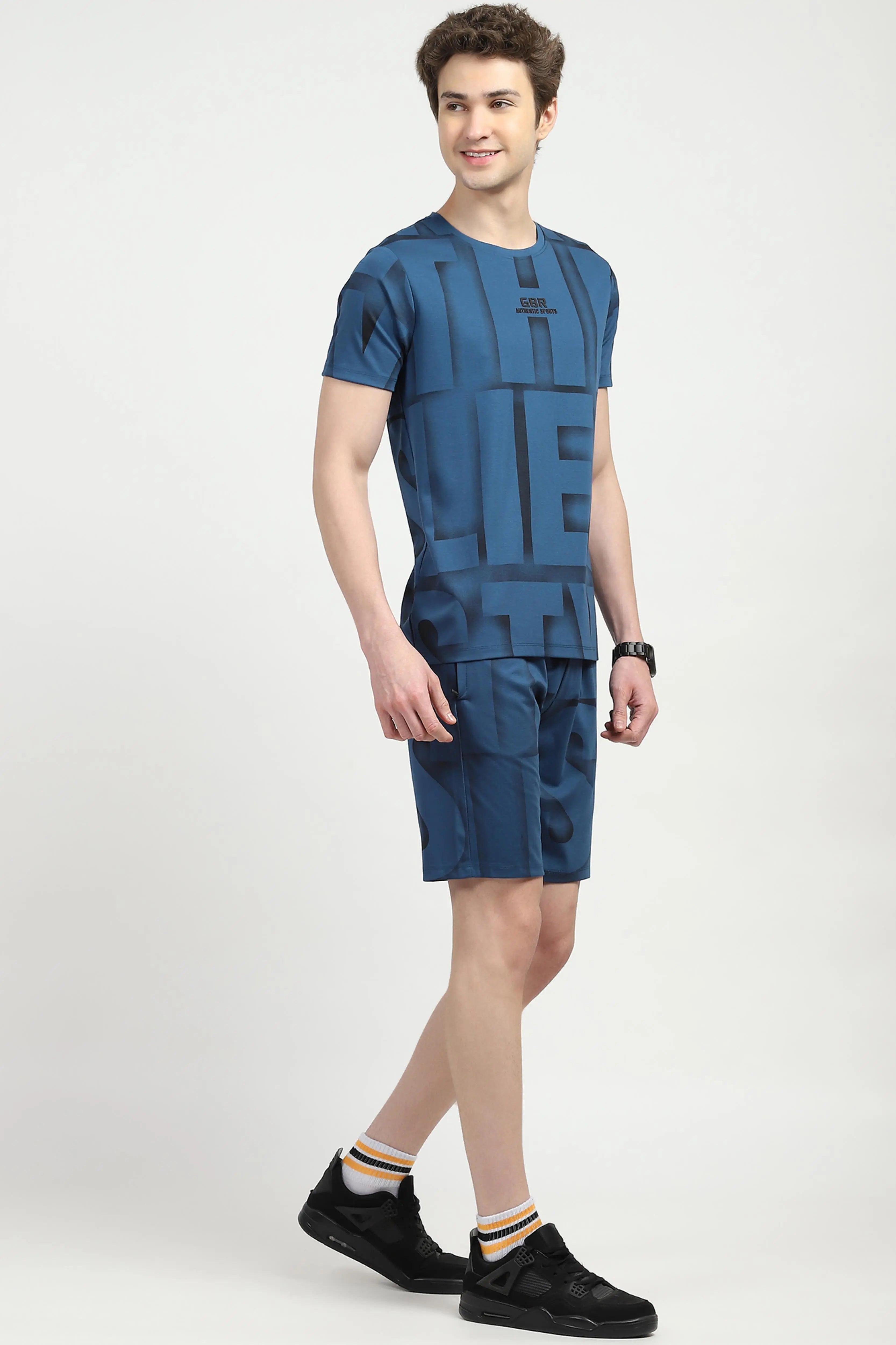 Blue Typography Viscose Set - Global Republic