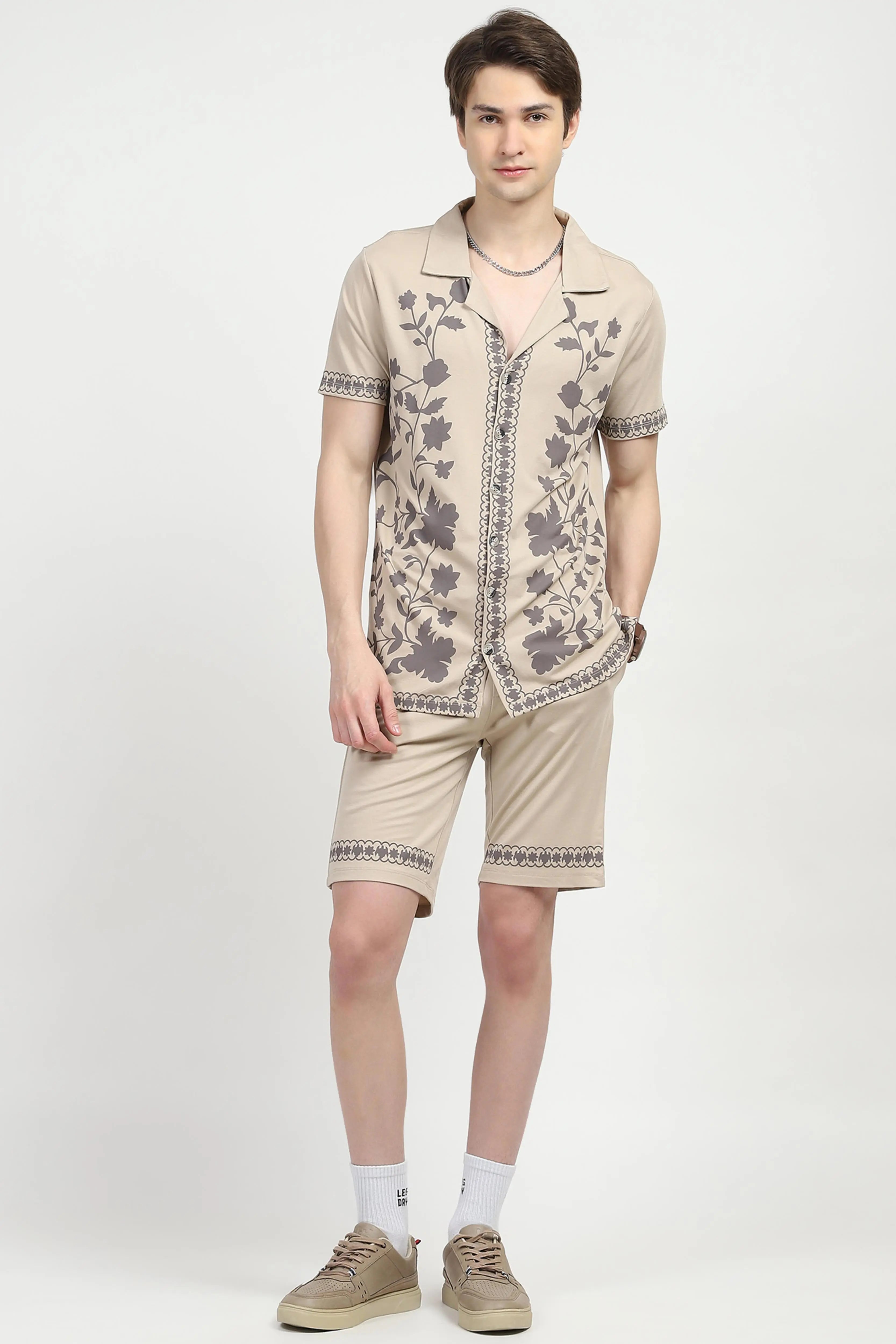 Beige Printed Viscose Set - Global Republic