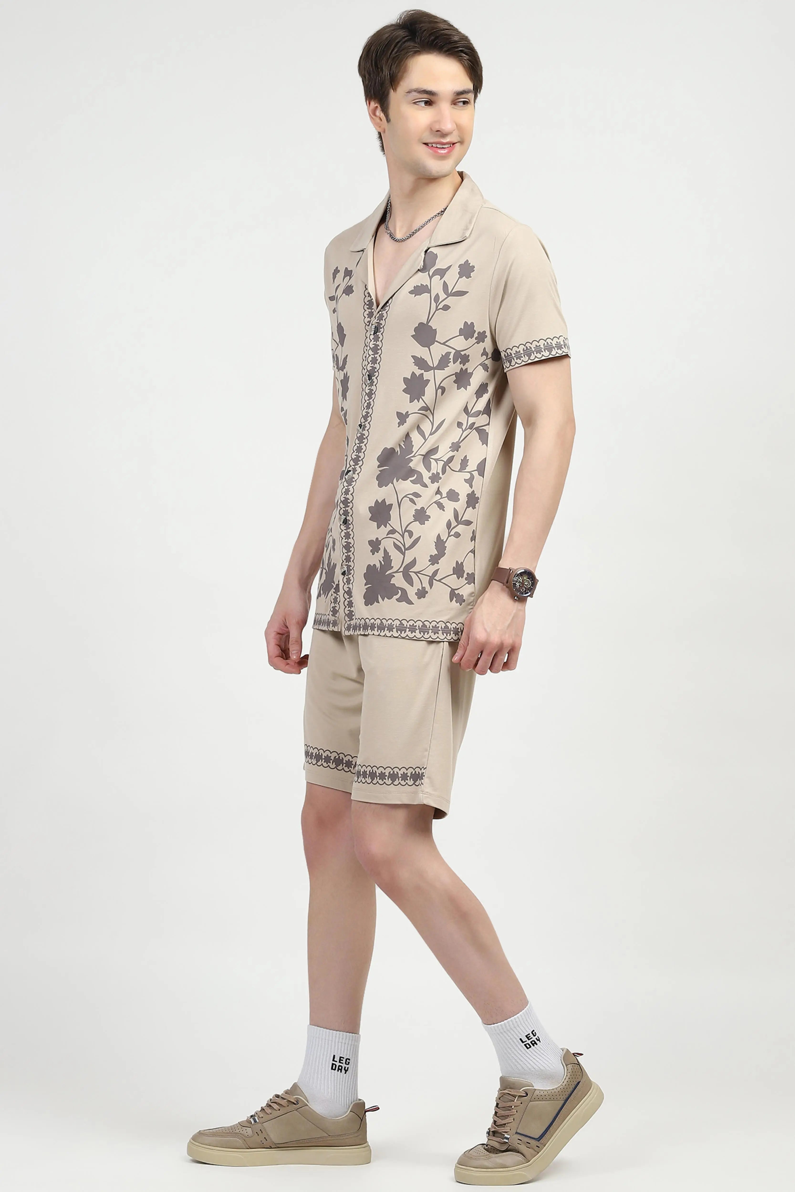 Beige Printed Viscose Set - Global Republic