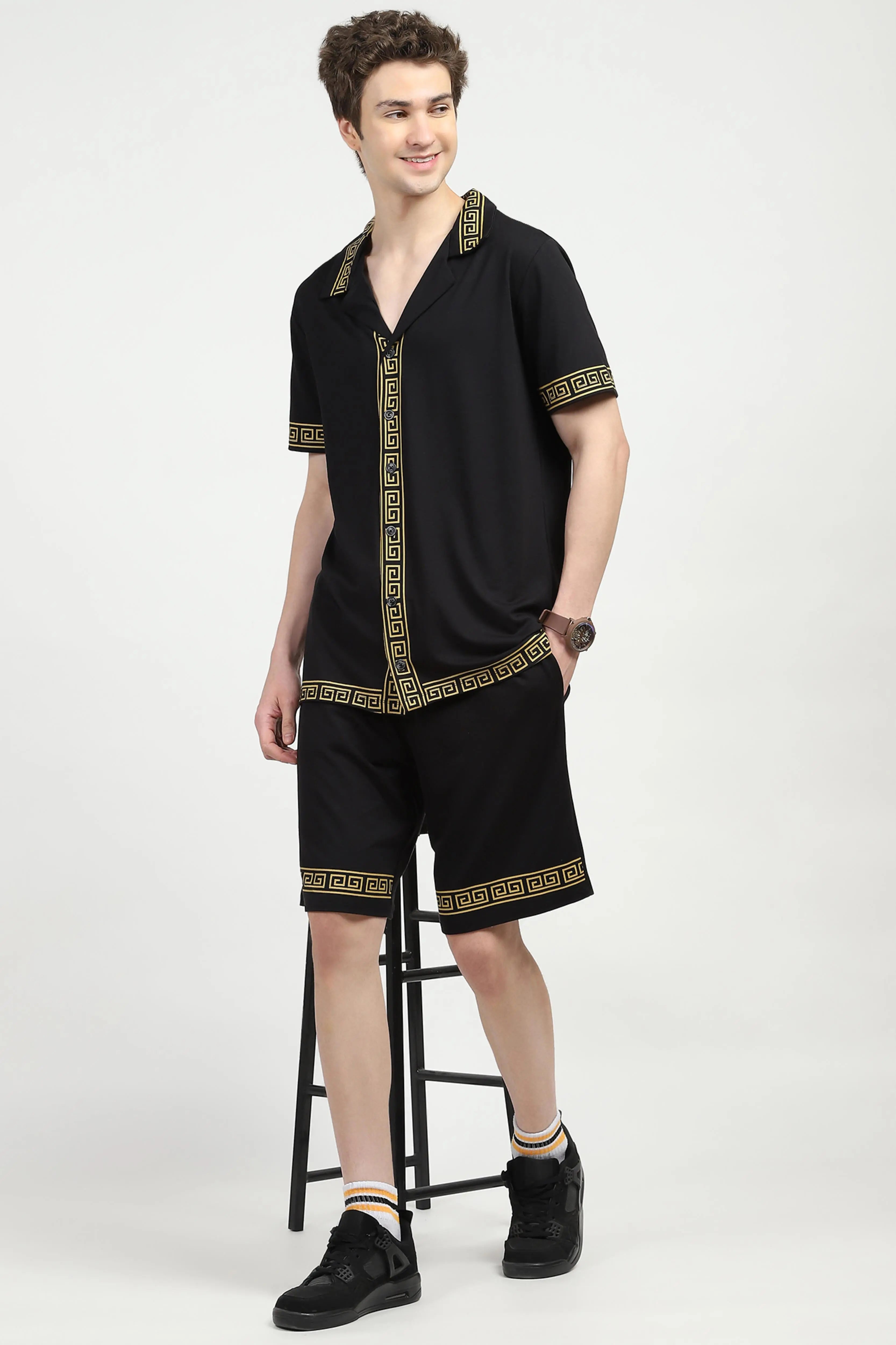Black Printed Viscose Set - Global Republic