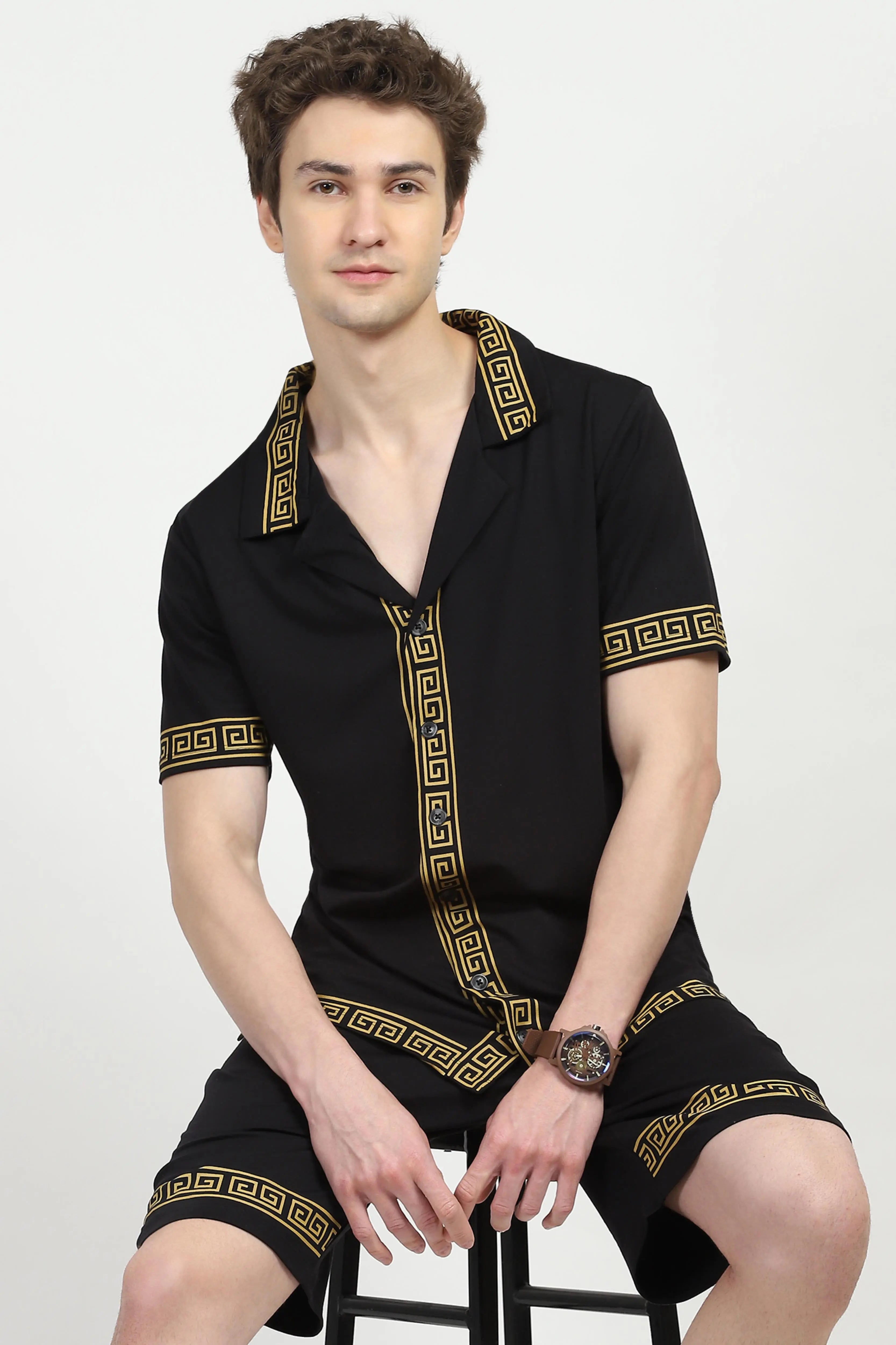 Black Printed Viscose Set - Global Republic
