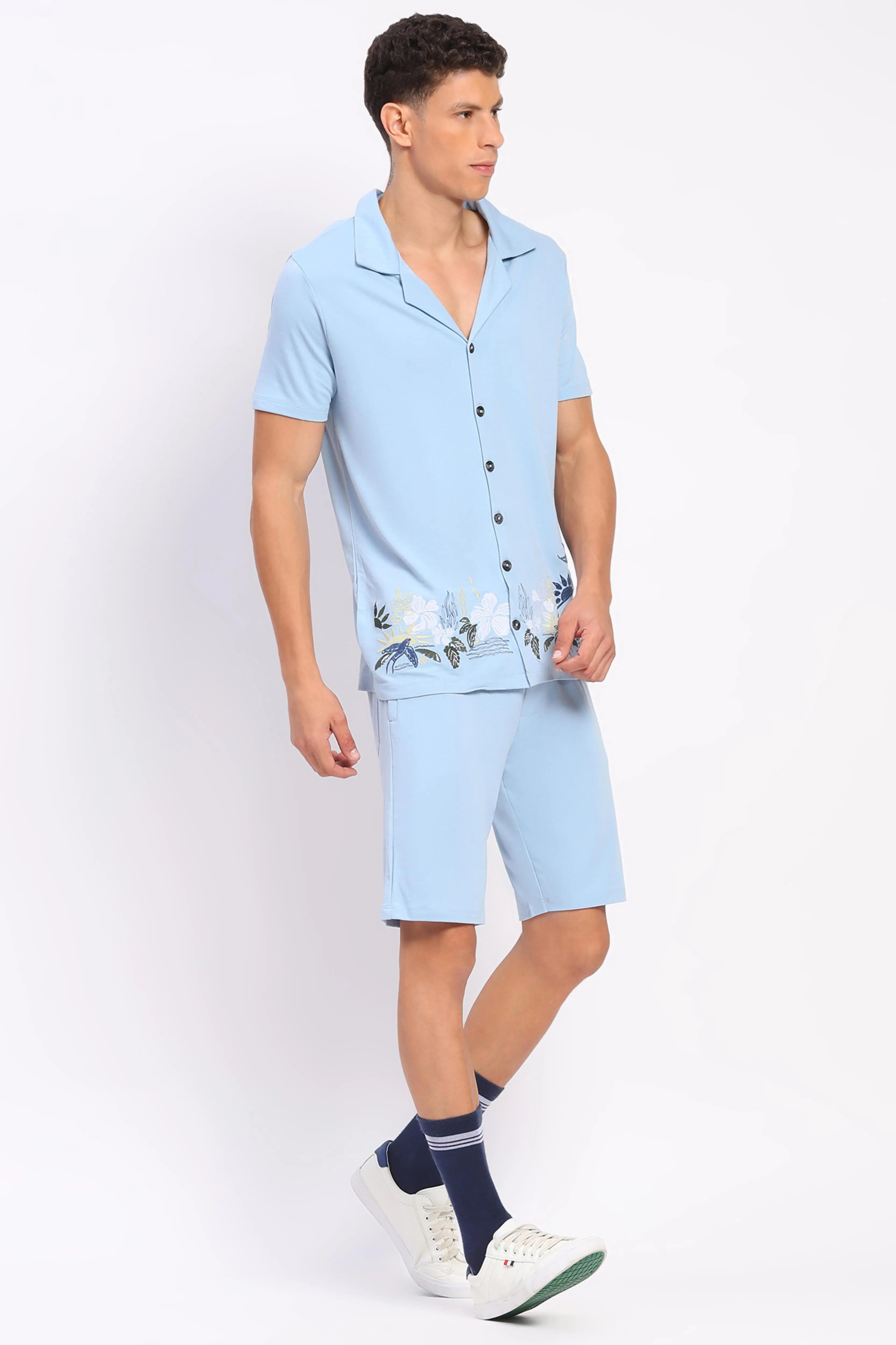 Sky Blue Embroidered Co-ord Set - Global Republic